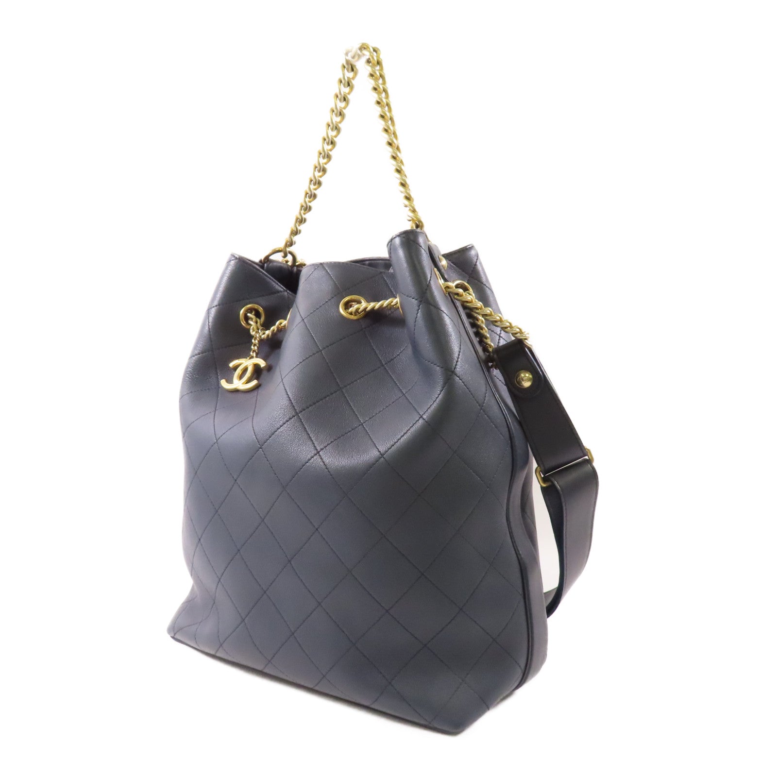 CHANEL 牛皮皮革2 Way Bag金扣鏈帶手挽肩背兩用袋