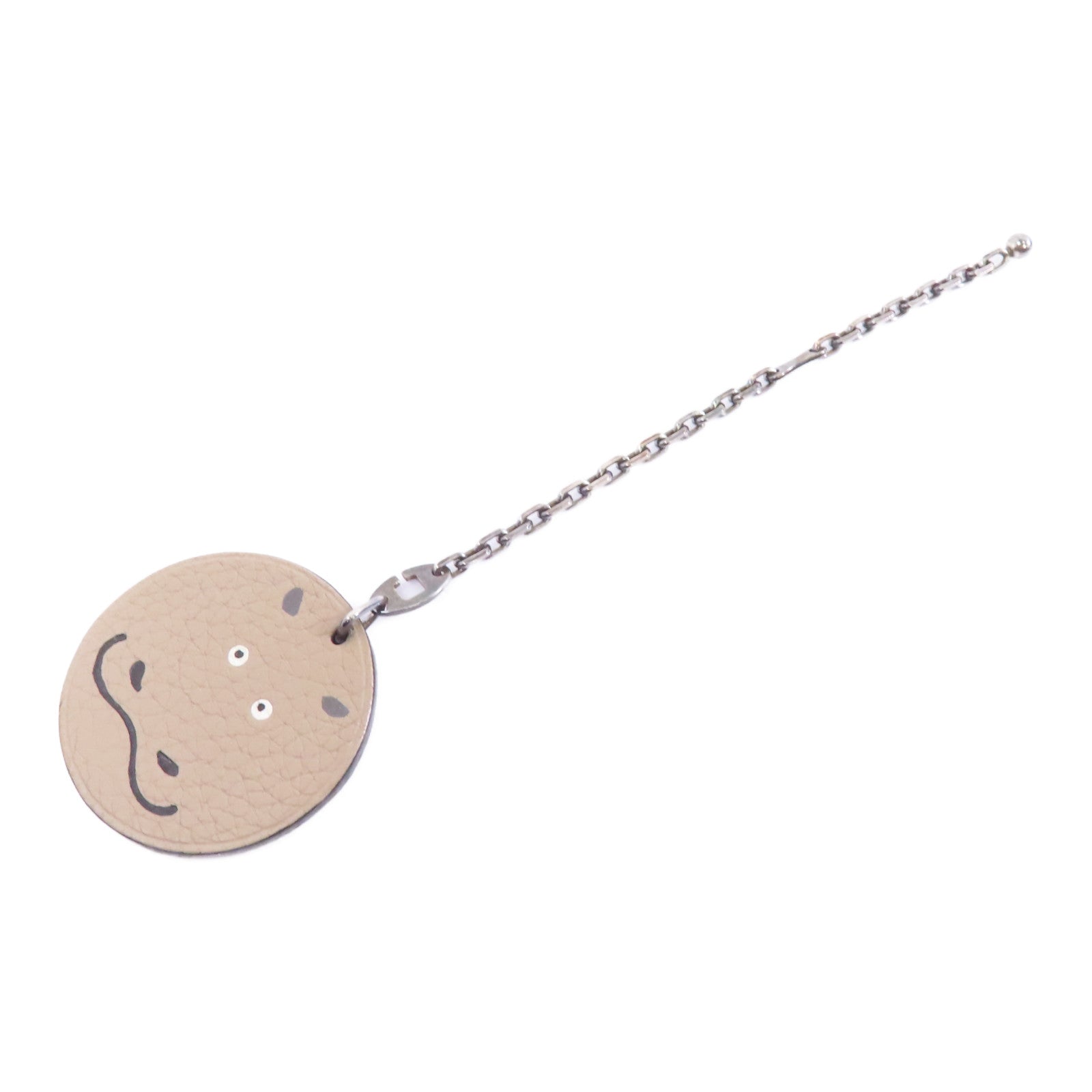 HERMES Clemence皮革Hippo Charm掛飾灰色