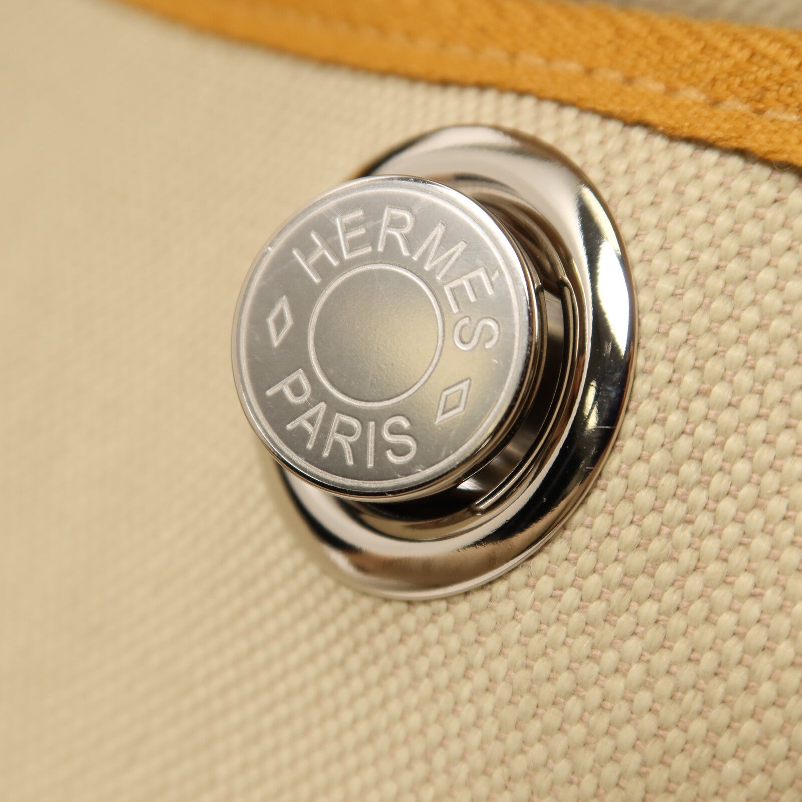 HERMES 帆布Mini Herbag銀扣肩背袋Beton/Natural Sable