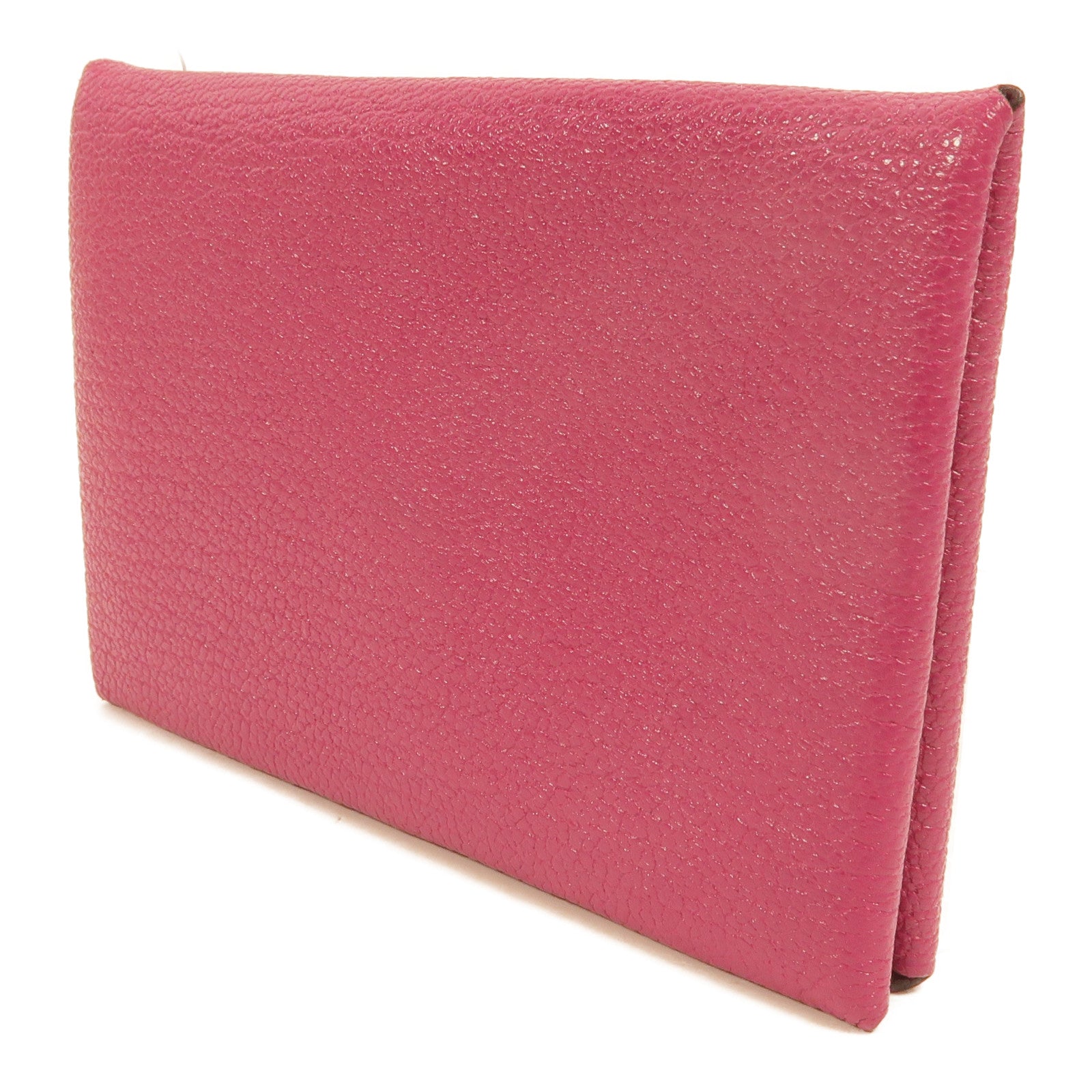 HERMES Chevre皮革Calvi卡片套Rose Pourpre
