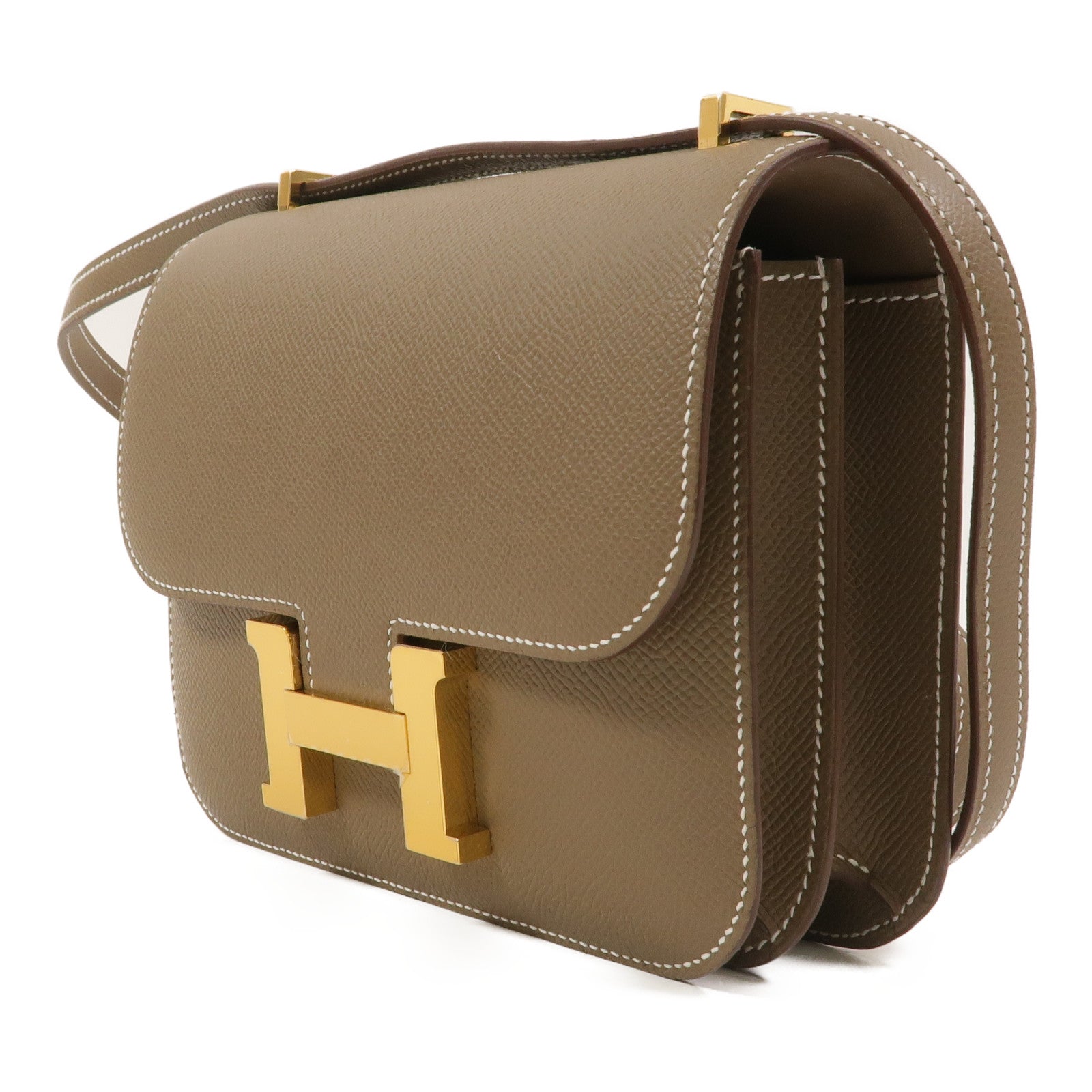 HERMES Epsom皮革Constance Mini肩背袋Etoupe