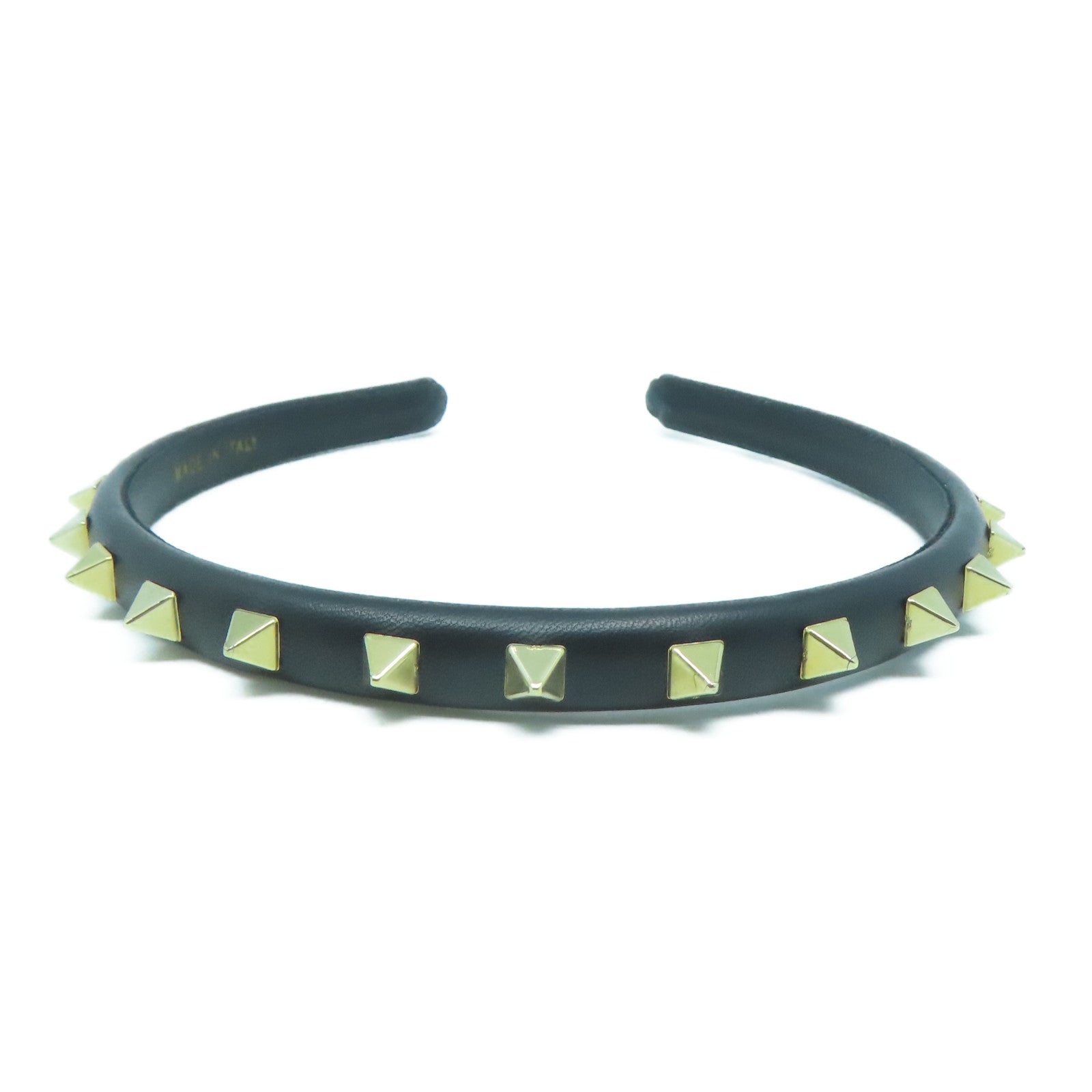 Valentino 【激減優惠】皮革Headband窩釘頭箍黑色