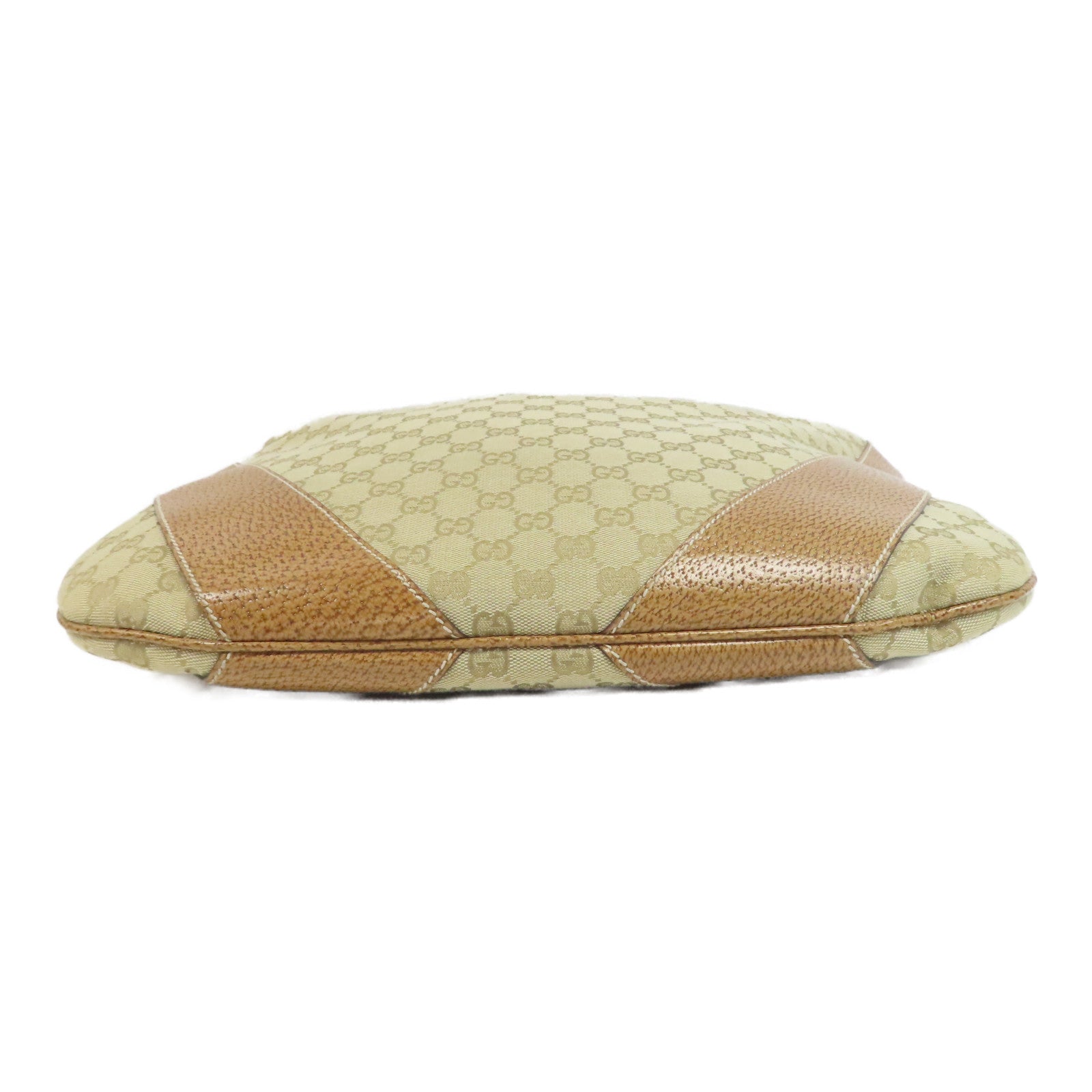 GUCCI 帆布Shoulder Bag銀扣肩背袋米色/啡色