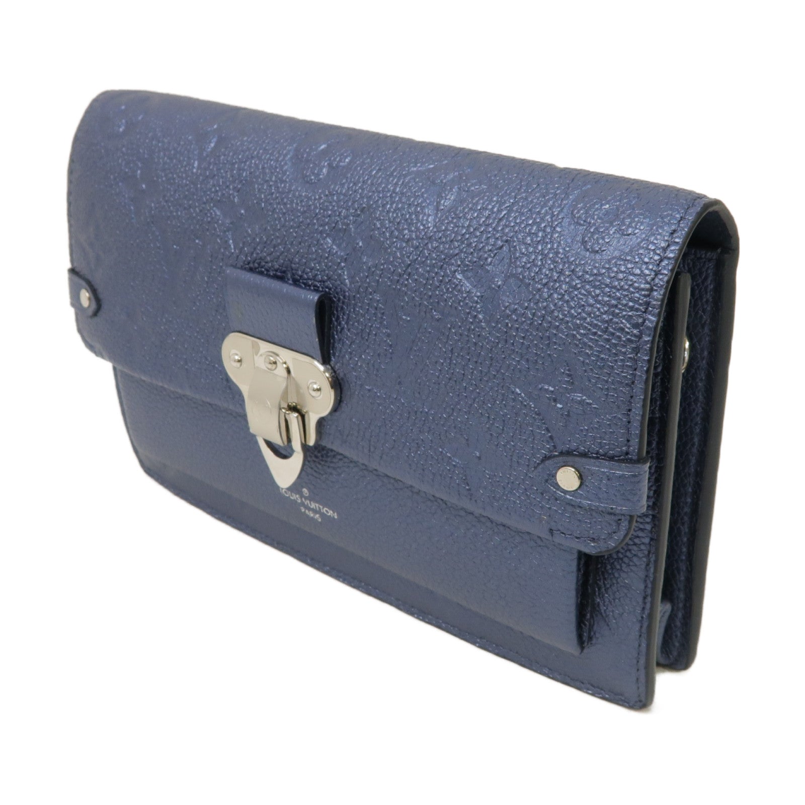 LOUIS VUITTON 【激減優惠】Monogram Empreinte Vavin Shoulder Bag銀扣肩背袋藍色