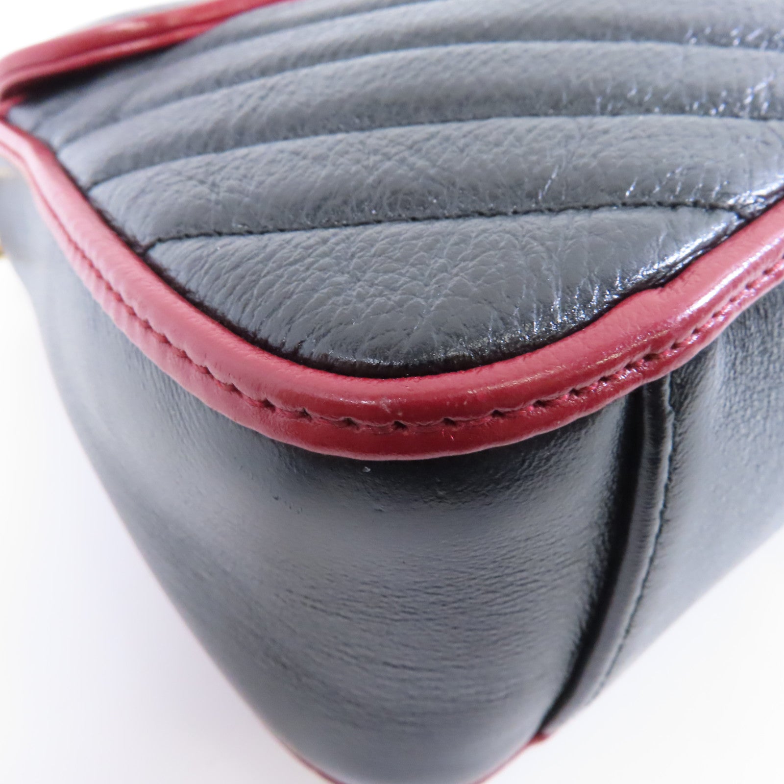 GUCCI 【激減優惠】牛皮皮革2way Shoulder Bag金扣手挽肩背兩用袋黑色/紅色