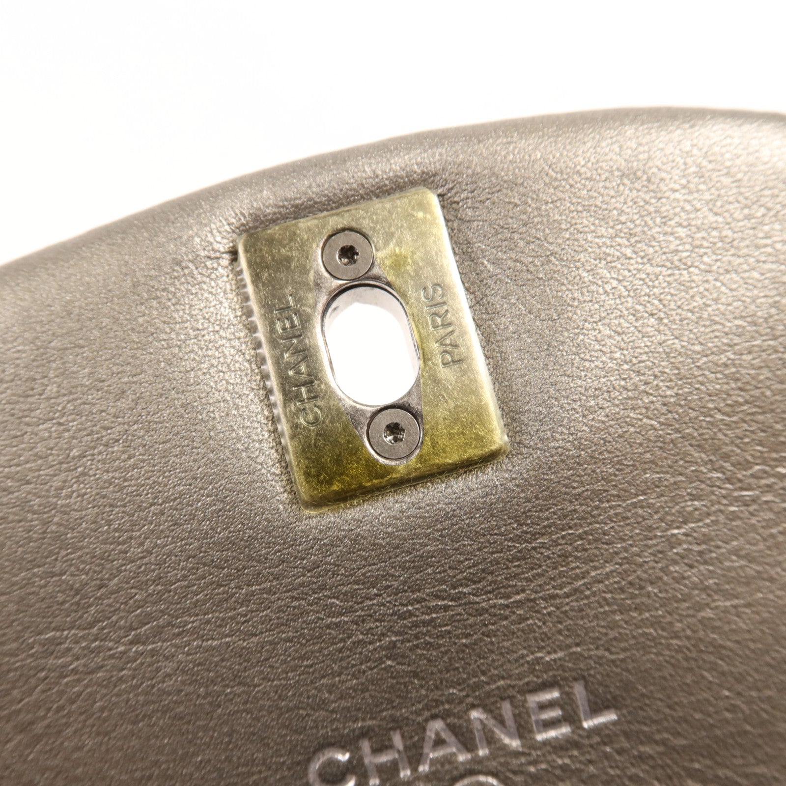 CHANEL 牛皮皮革Chain Shoulder銀扣鏈帶肩背袋