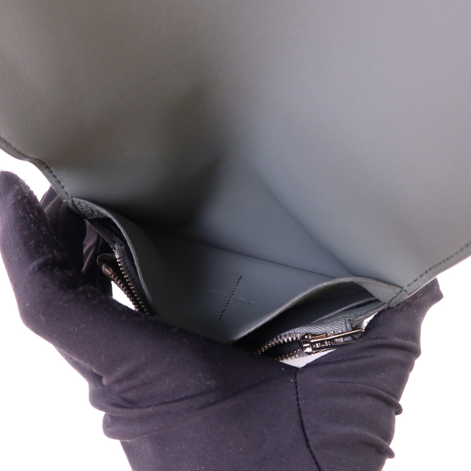 HERMES Clemence皮革Dogon Compact Bifold Wallet銀扣錢包