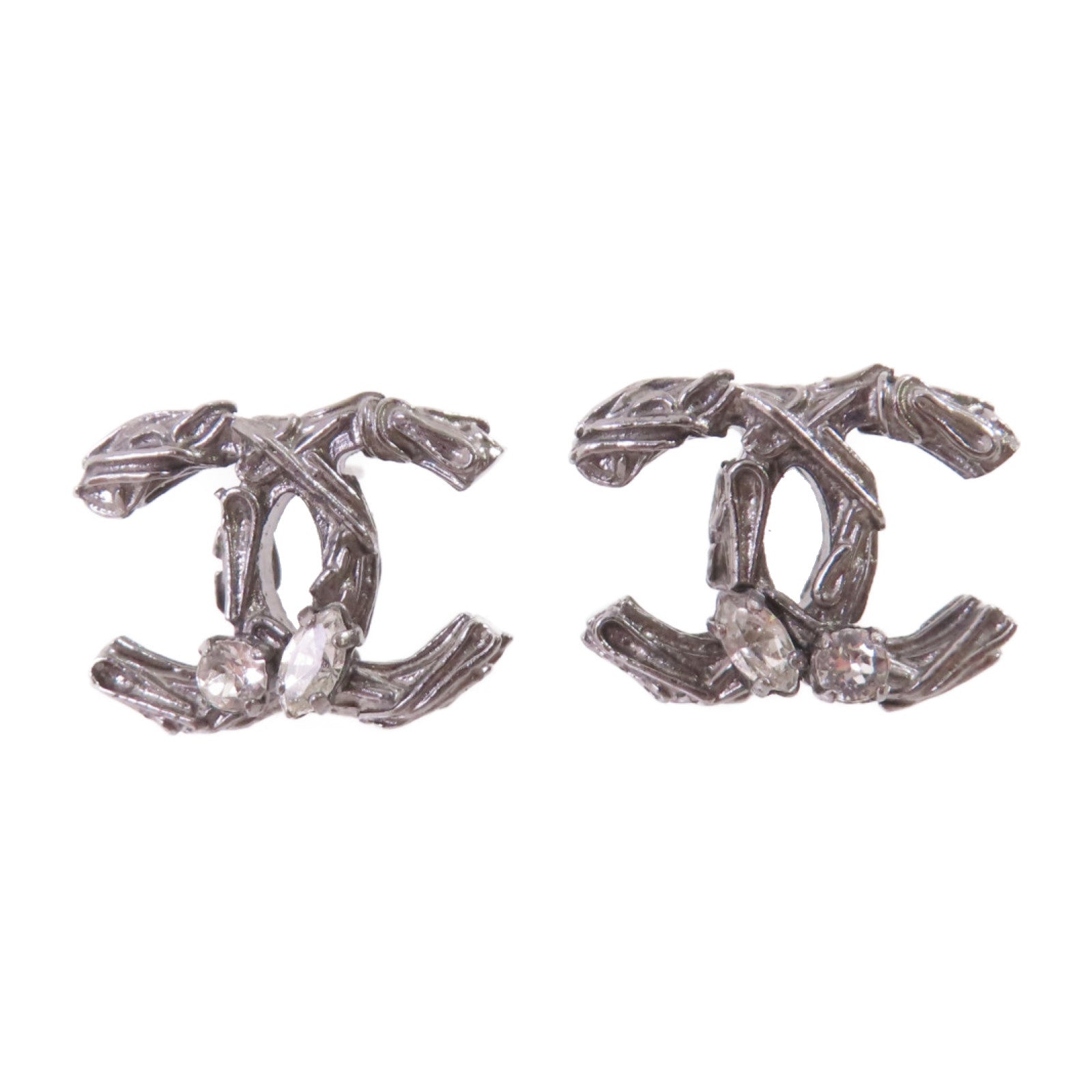 CHANEL 金屬/水晶玻璃CC Earrings耳環