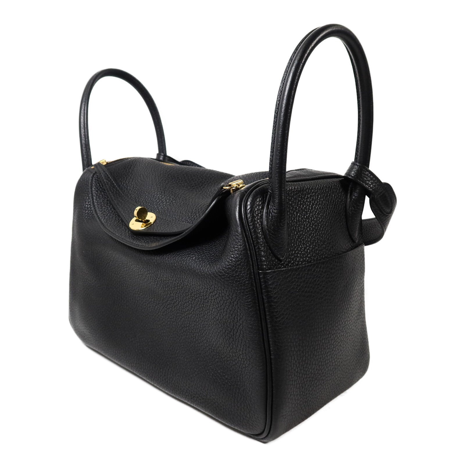 HERMES Clemence皮革Lindy 30手挽肩背兩用袋Noir