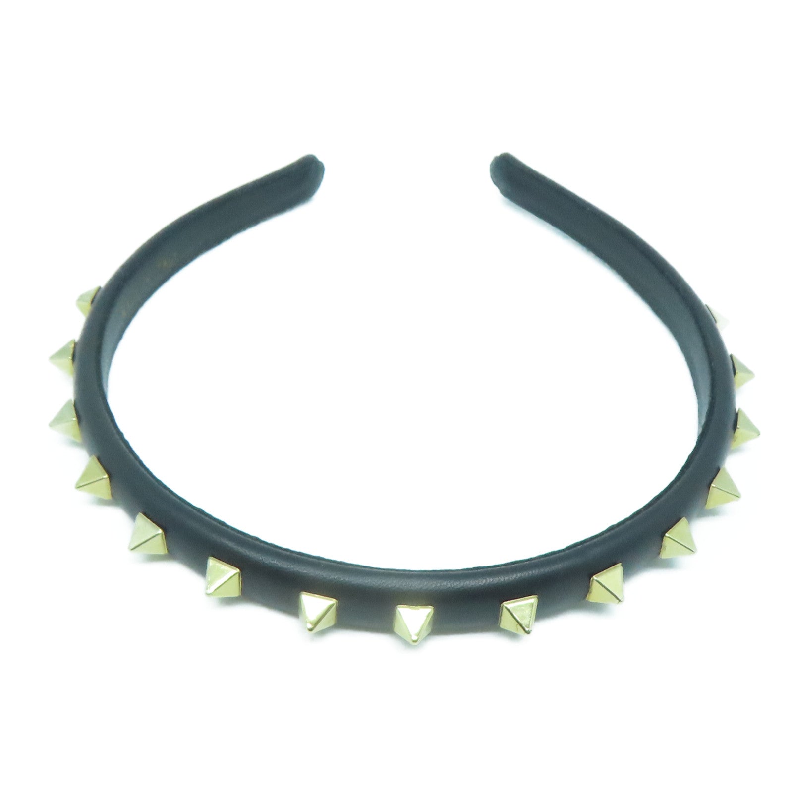 Valentino 【激減優惠】皮革Headband窩釘頭箍黑色