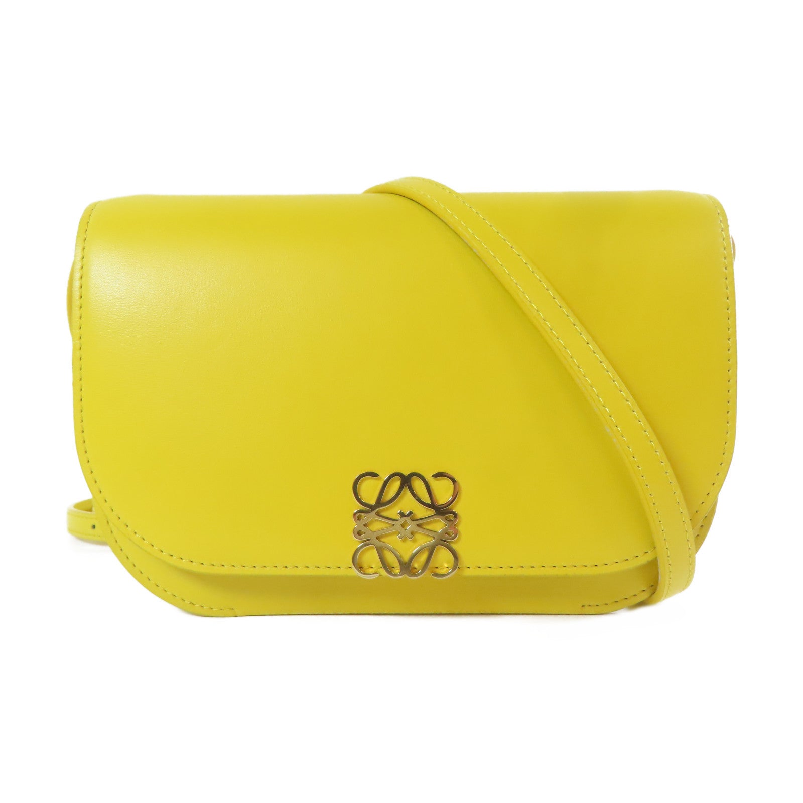 LOEWE 牛皮皮革Goya金扣肩背袋黃色