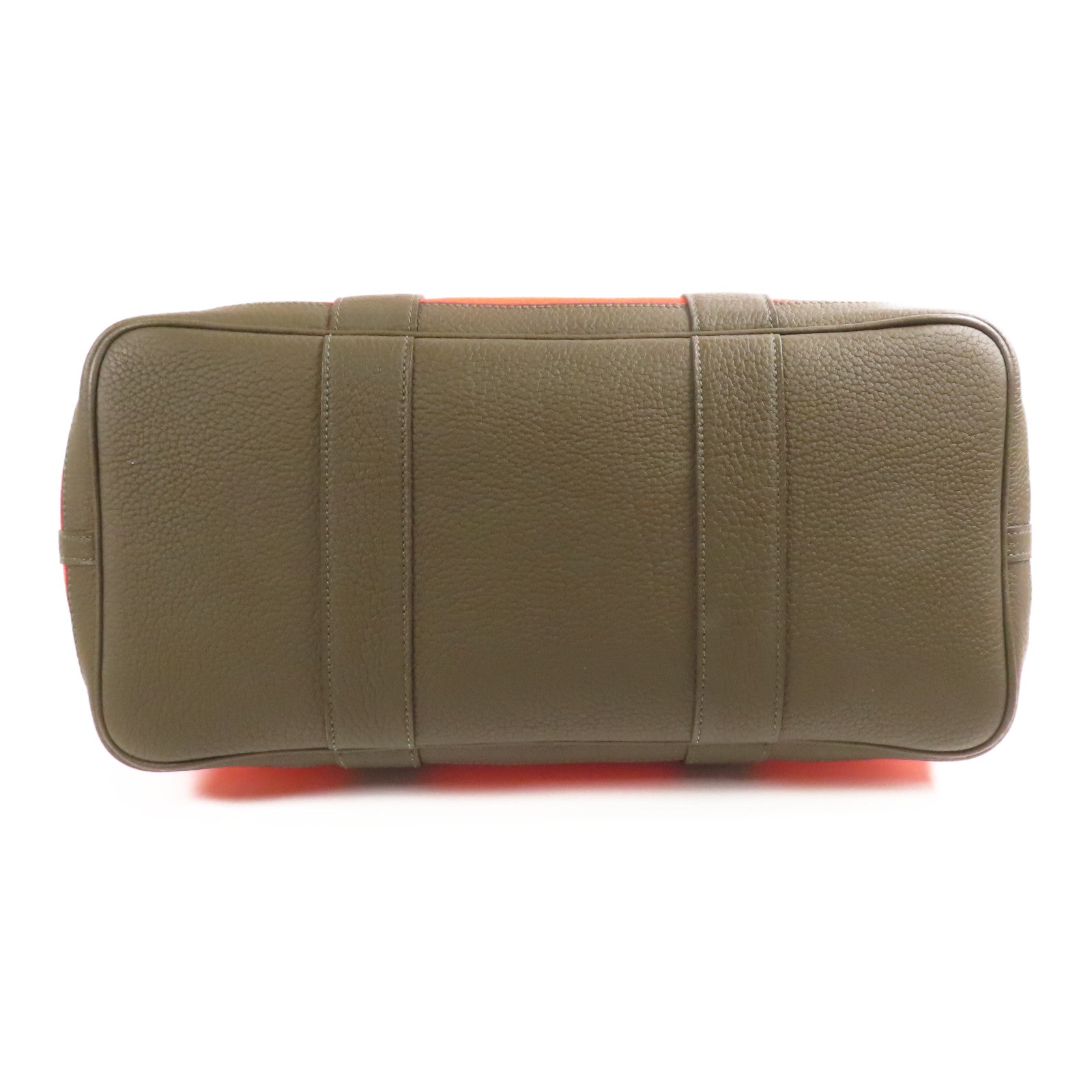 HERMES 【激減優惠】帆布/皮革Garden Party PM銀扣手挽袋Terre Battue/Rough