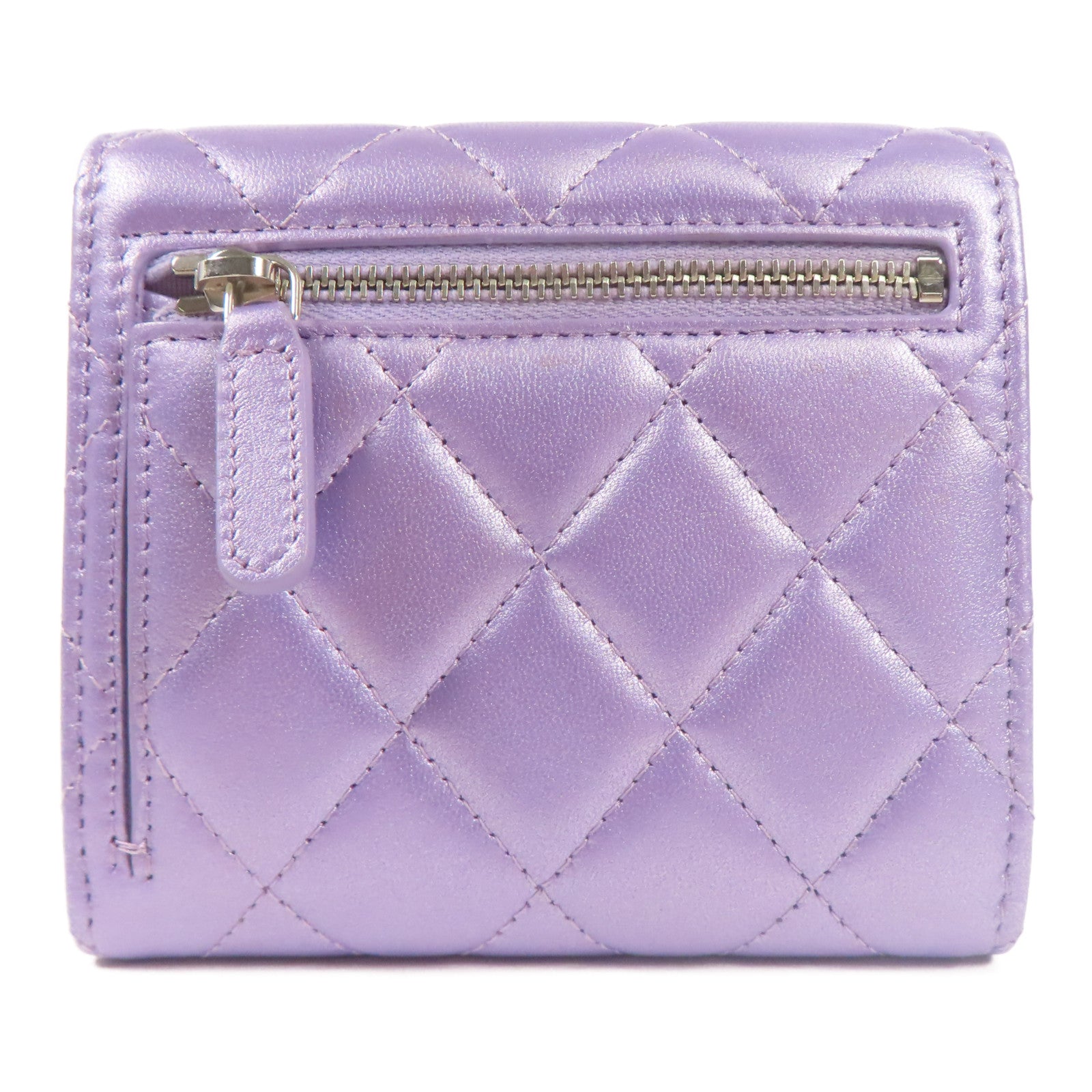 CHANEL 羊皮皮革Wallet銀扣錢包