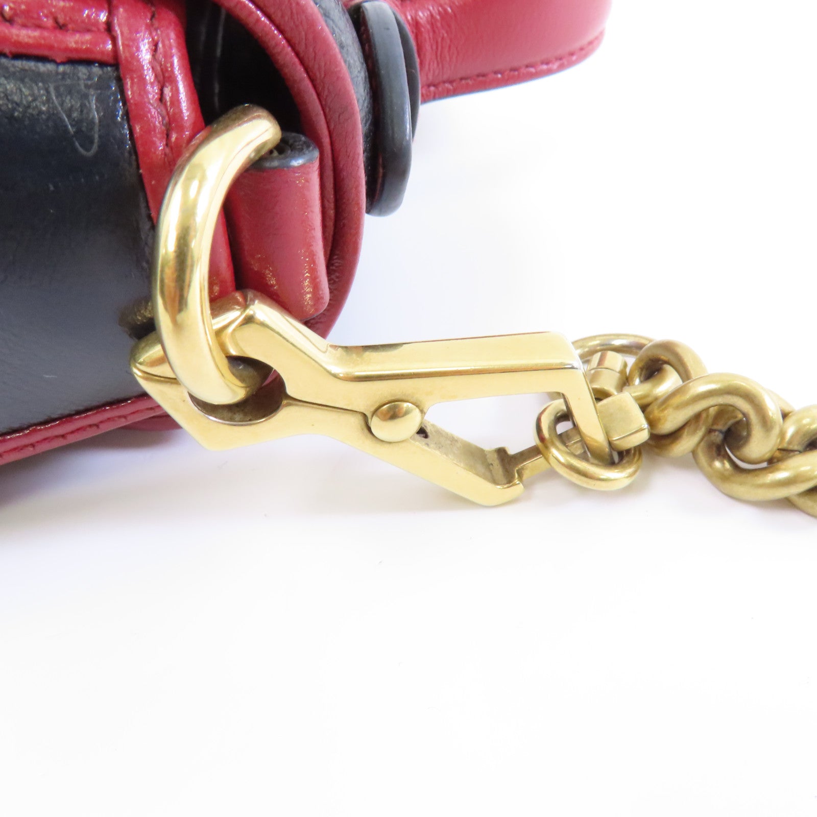 GUCCI 【激減優惠】牛皮皮革2way Shoulder Bag金扣手挽肩背兩用袋黑色/紅色