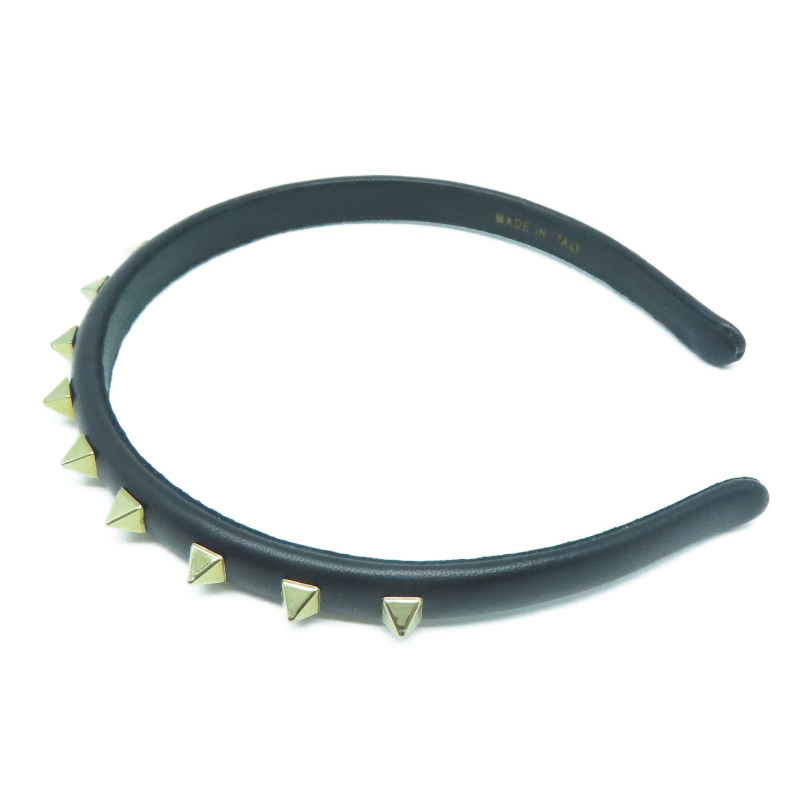 Valentino 【激減優惠】皮革Headband窩釘頭箍黑色