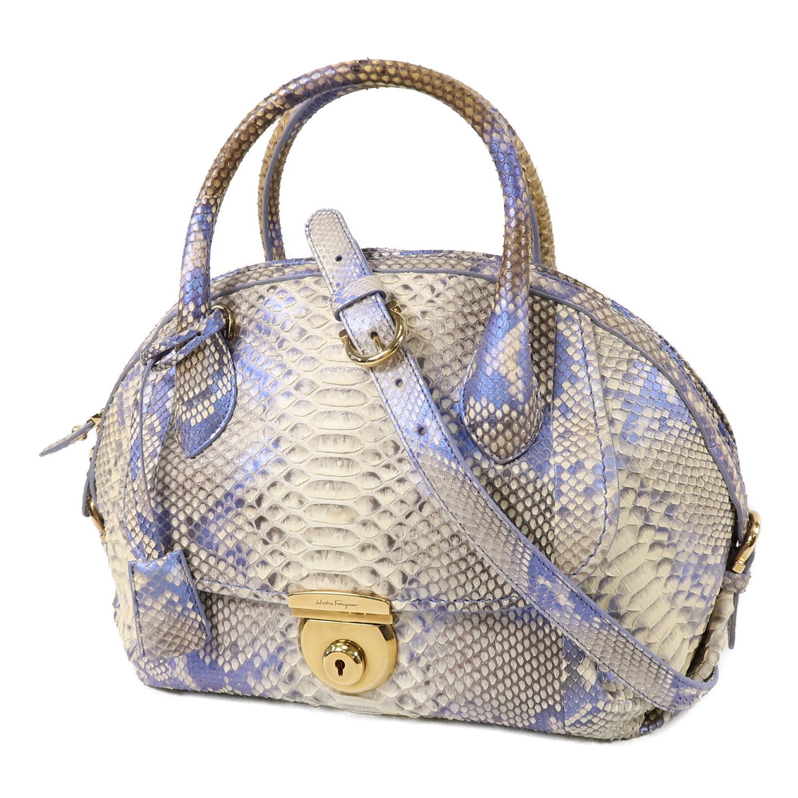 Salvatore Ferragamo 蛇皮皮革Fiamma手挽肩背兩用袋
