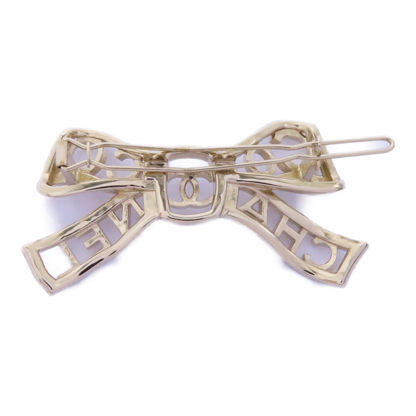 CHANEL 金屬Hair clip髮夾金色/透明