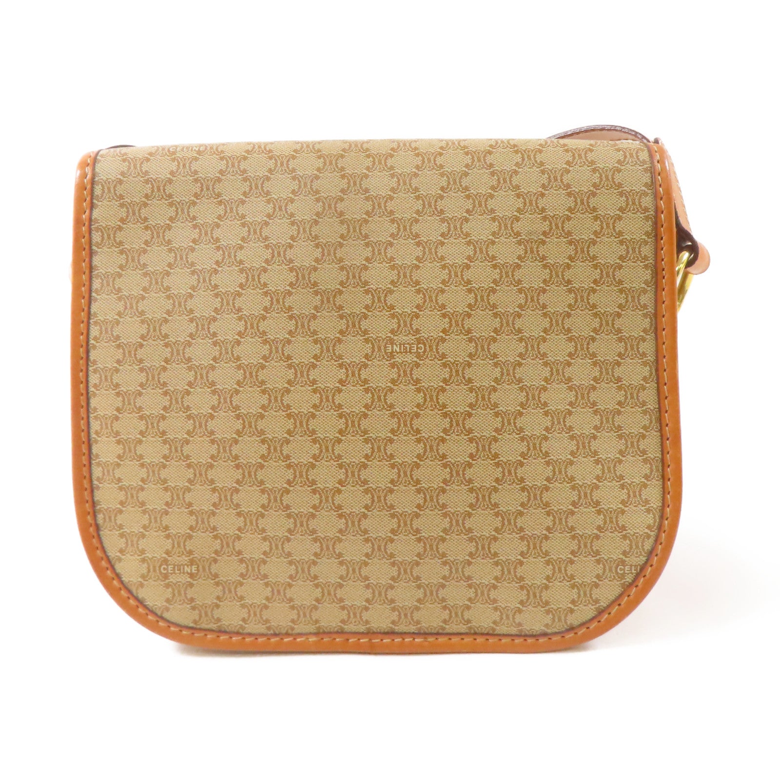 CELINE 塗層帆布Shoulder Bag金扣肩背袋棕色