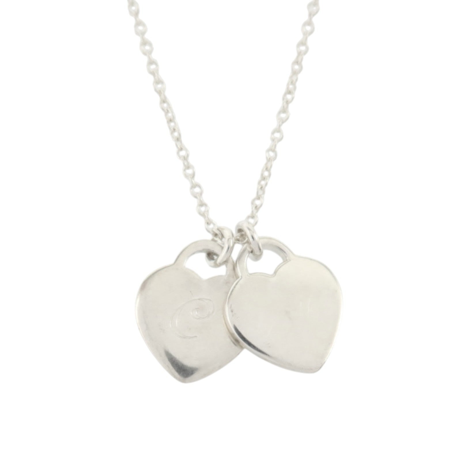 TIFFANY＆CO 925純銀Return To Tiffany Blue Double Heart Tag Necklace項鏈