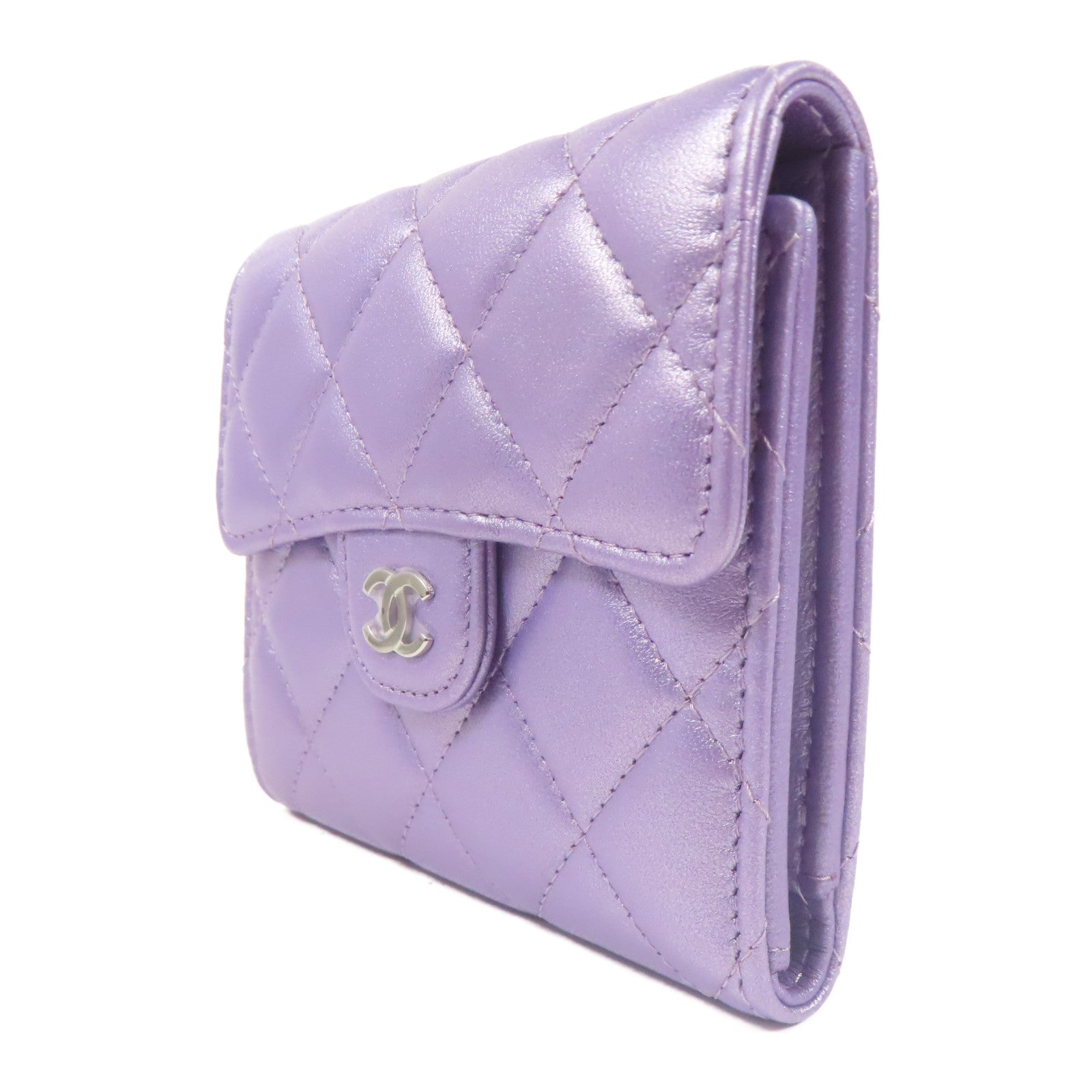 CHANEL 羊皮皮革Wallet銀扣錢包