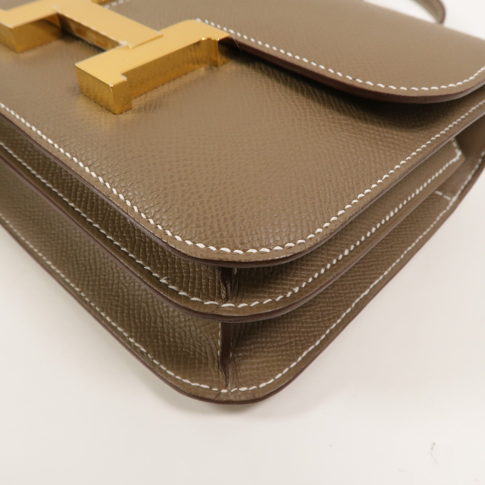 HERMES Epsom皮革Constance Mini肩背袋Etoupe