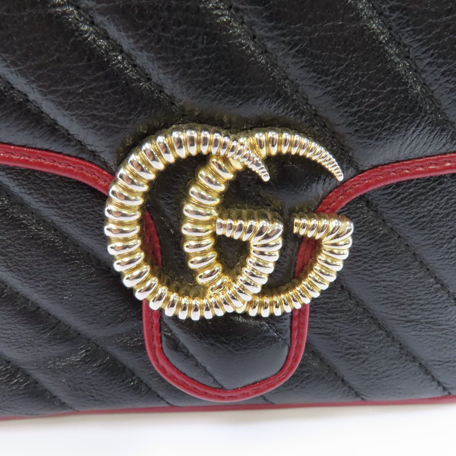 GUCCI 【激減優惠】牛皮皮革2way Shoulder Bag金扣手挽肩背兩用袋黑色/紅色