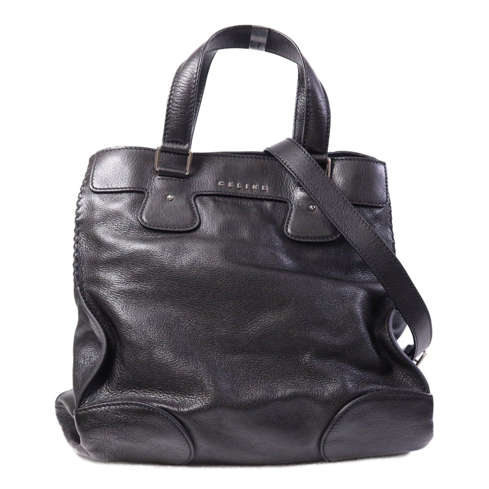 CELINE 【激減優惠】牛皮皮革Shoulder Bag銀扣手挽肩背兩用袋