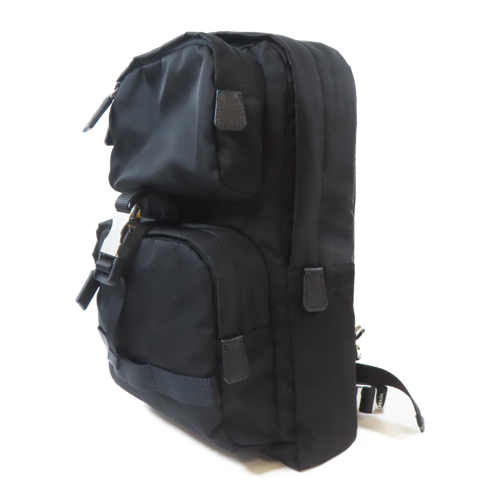 PRADA 尼龍Backpack銀扣背包黑色