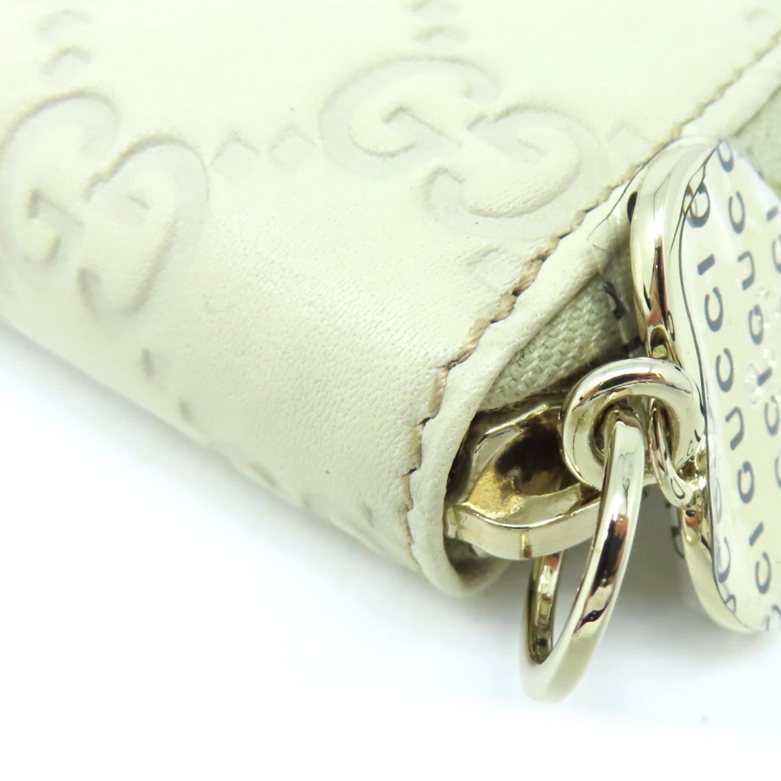 GUCCI 【激減優惠】牛皮皮革Card Case/Coin Purse金扣卡片套/零錢包米白色