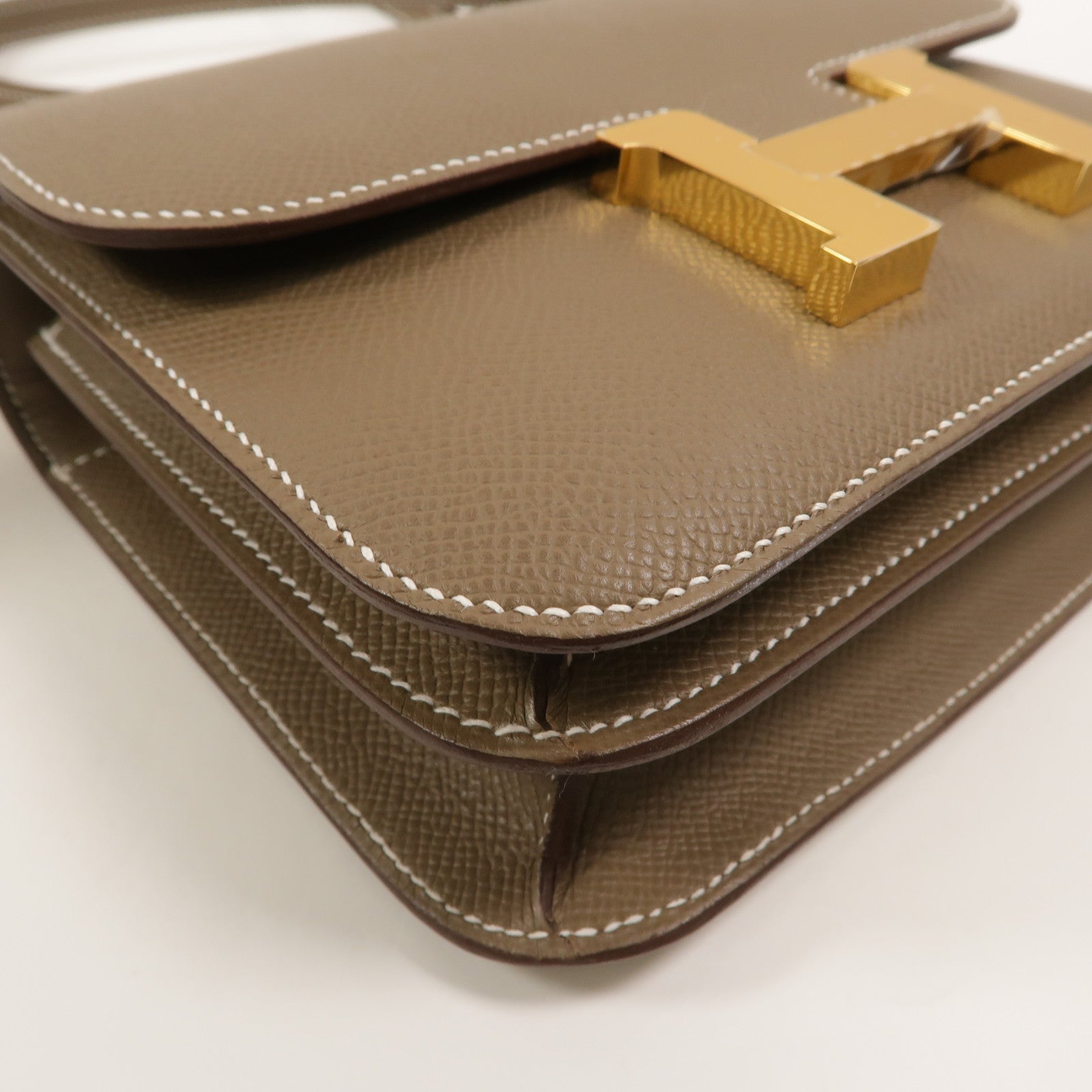 HERMES Epsom皮革Constance Mini肩背袋Etoupe