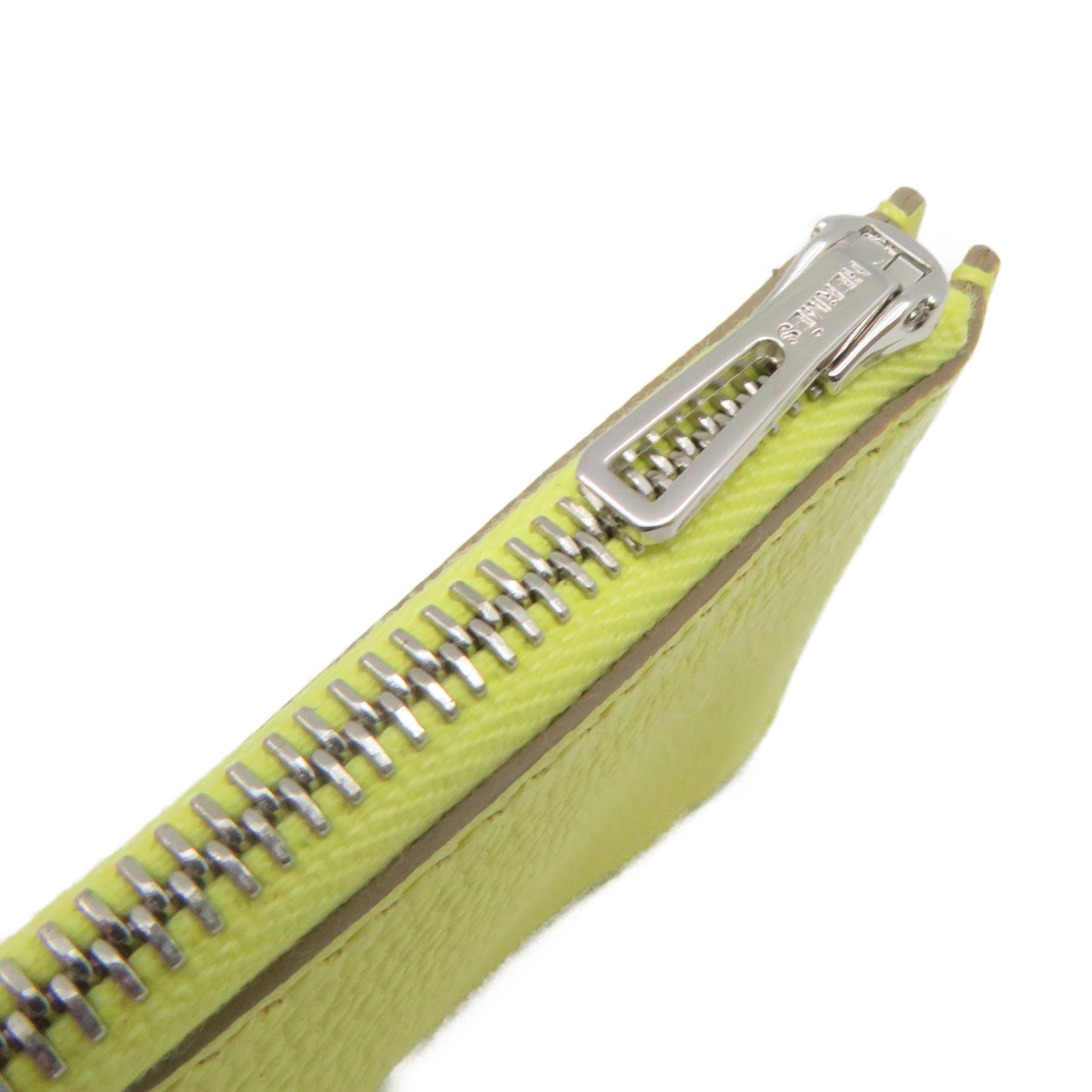 HERMES 【激減優惠】Chevre皮革Roulis Slim Wallet銀扣短錢腰包兩用袋Lemoncello黃色
