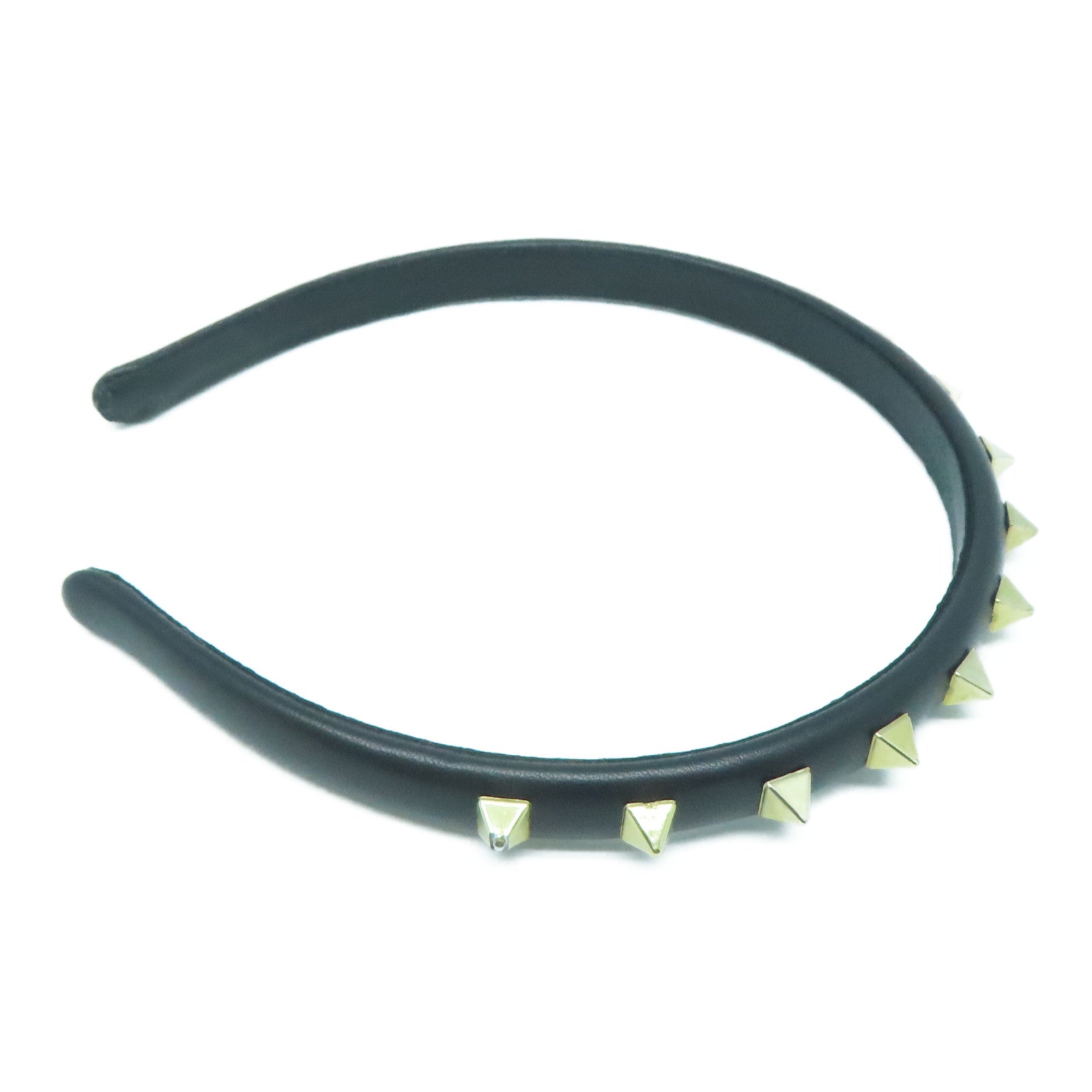 Valentino 【激減優惠】皮革Headband窩釘頭箍黑色