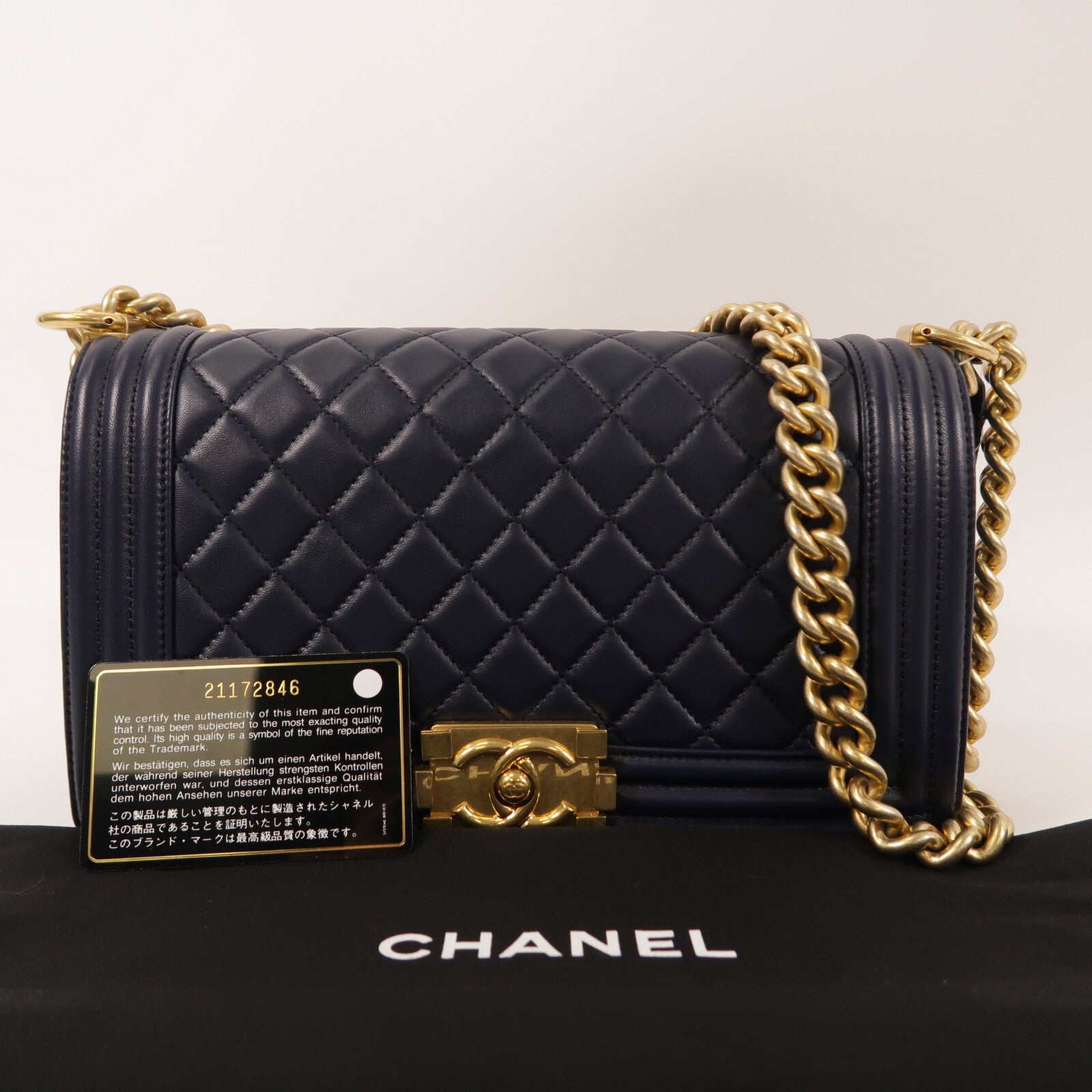 CHANEL 羊皮皮革Boy 25鏈帶肩背袋