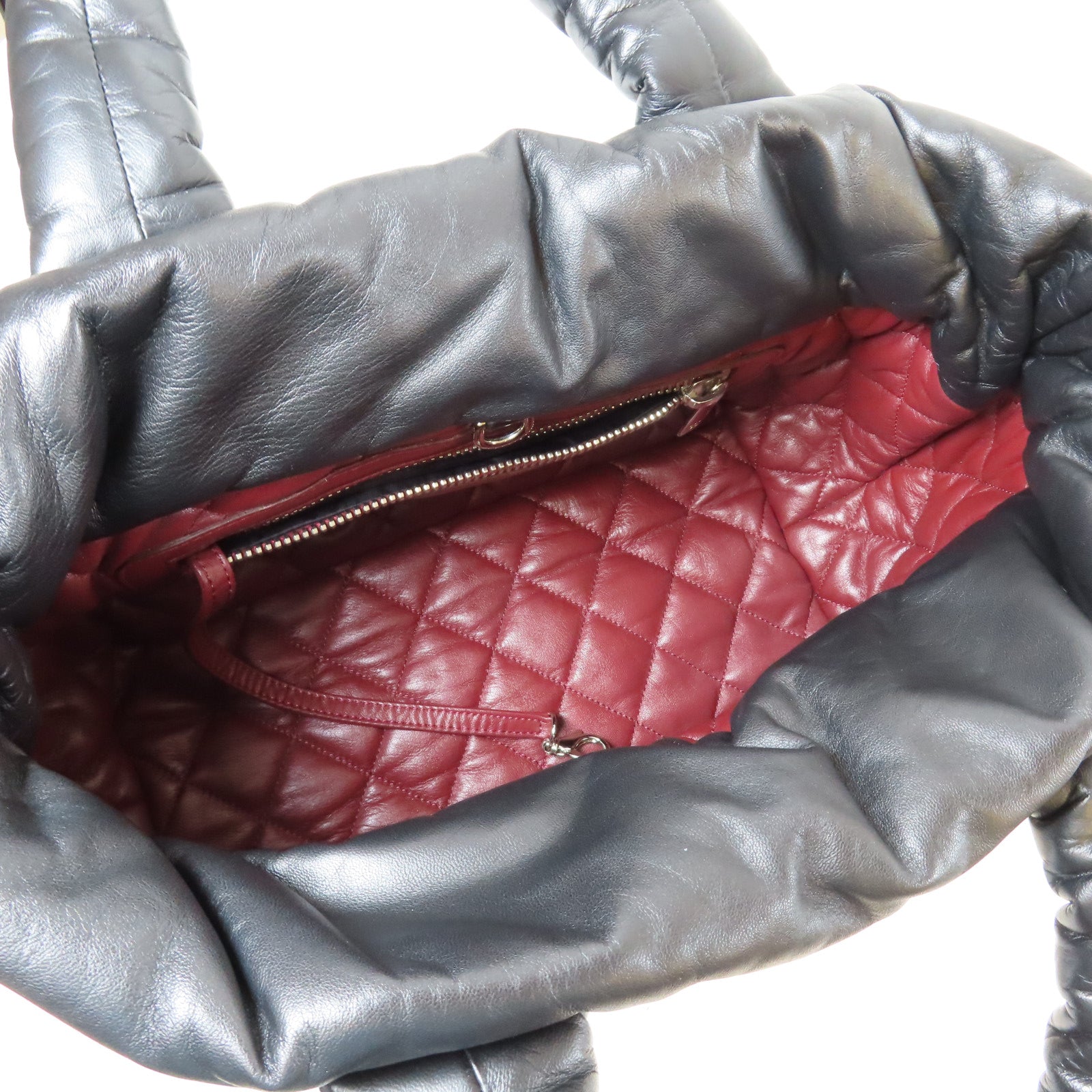 CHANEL 羊皮皮革Coco Cocoon銀扣手挽袋黑色