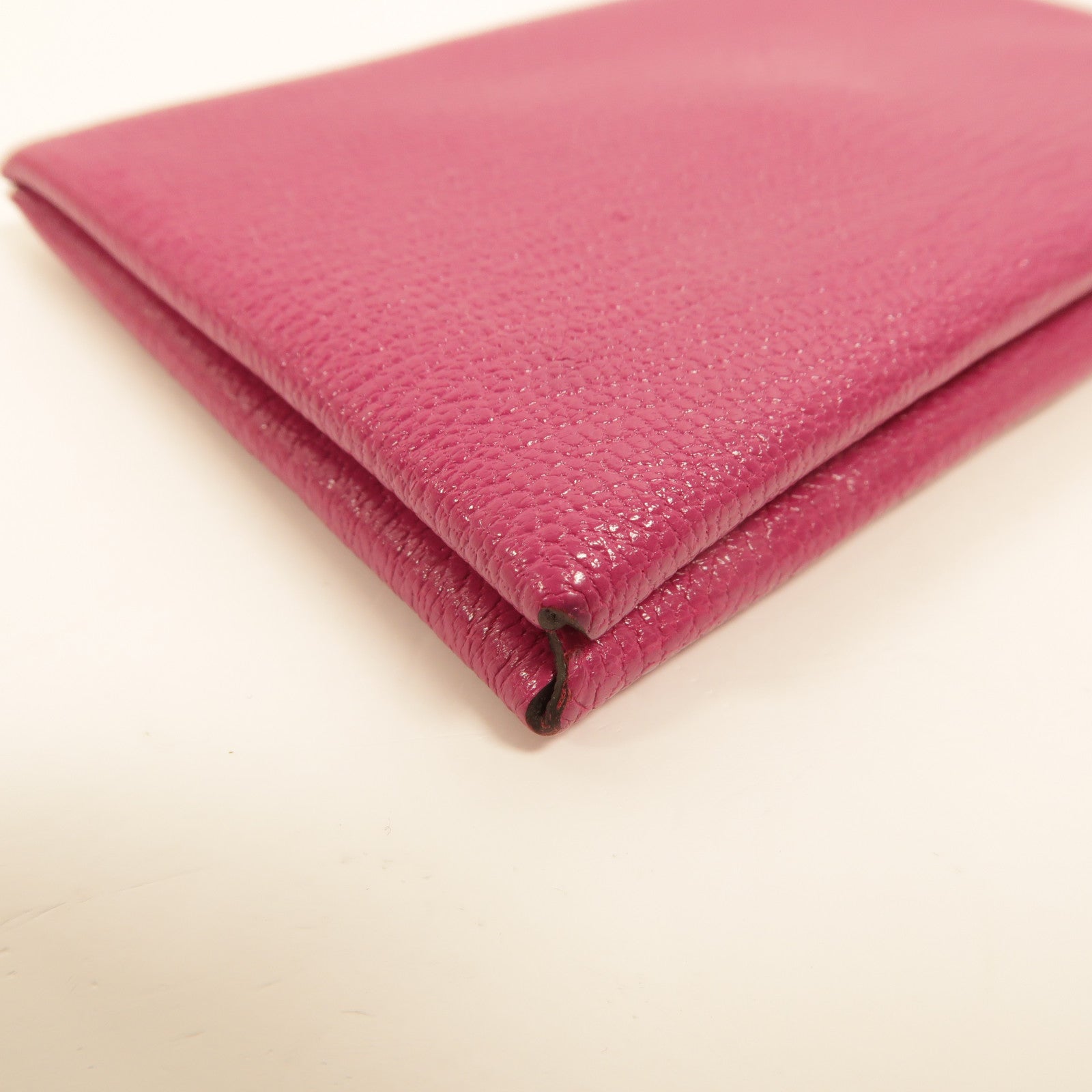HERMES Chevre皮革Calvi卡片套Rose Pourpre
