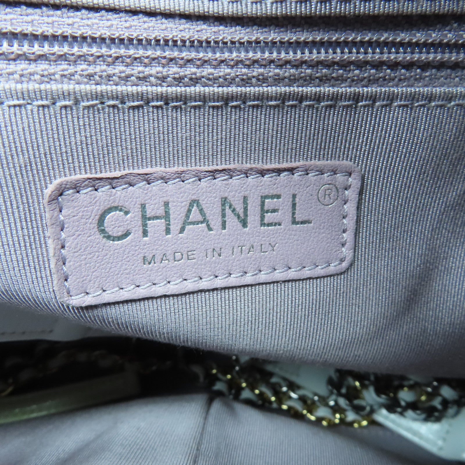 CHANEL 【激減優惠】塗層帆布/牛皮皮革Chain Shoulder Bag金扣/銀扣鏈帶肩背袋白色