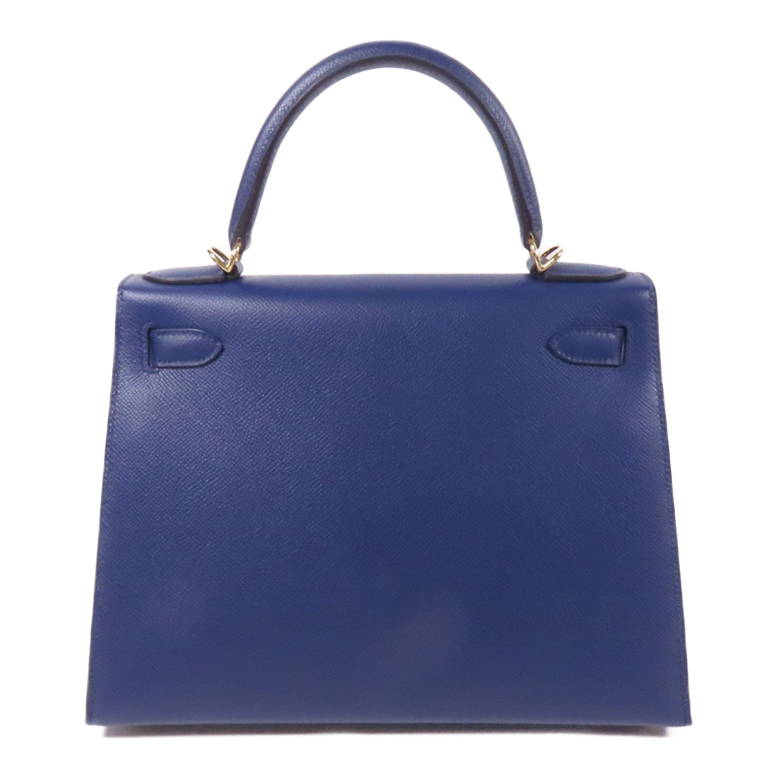 HERMES Epsom/Clemence皮革Kelly 28金扣手挽肩背兩用袋 Bleu Saphir/ Brique