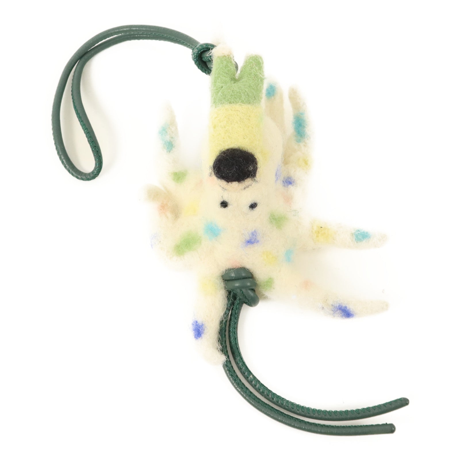 LOEWE 羊毛/牛皮皮革Octopus With Kid Charm銀扣掛飾