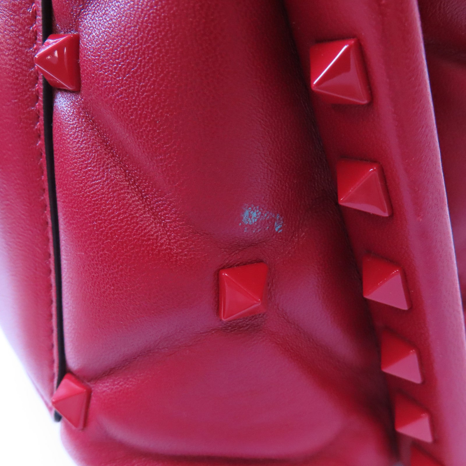 Valentino 牛皮皮革Shoulder金扣手挽肩背兩用袋紅色