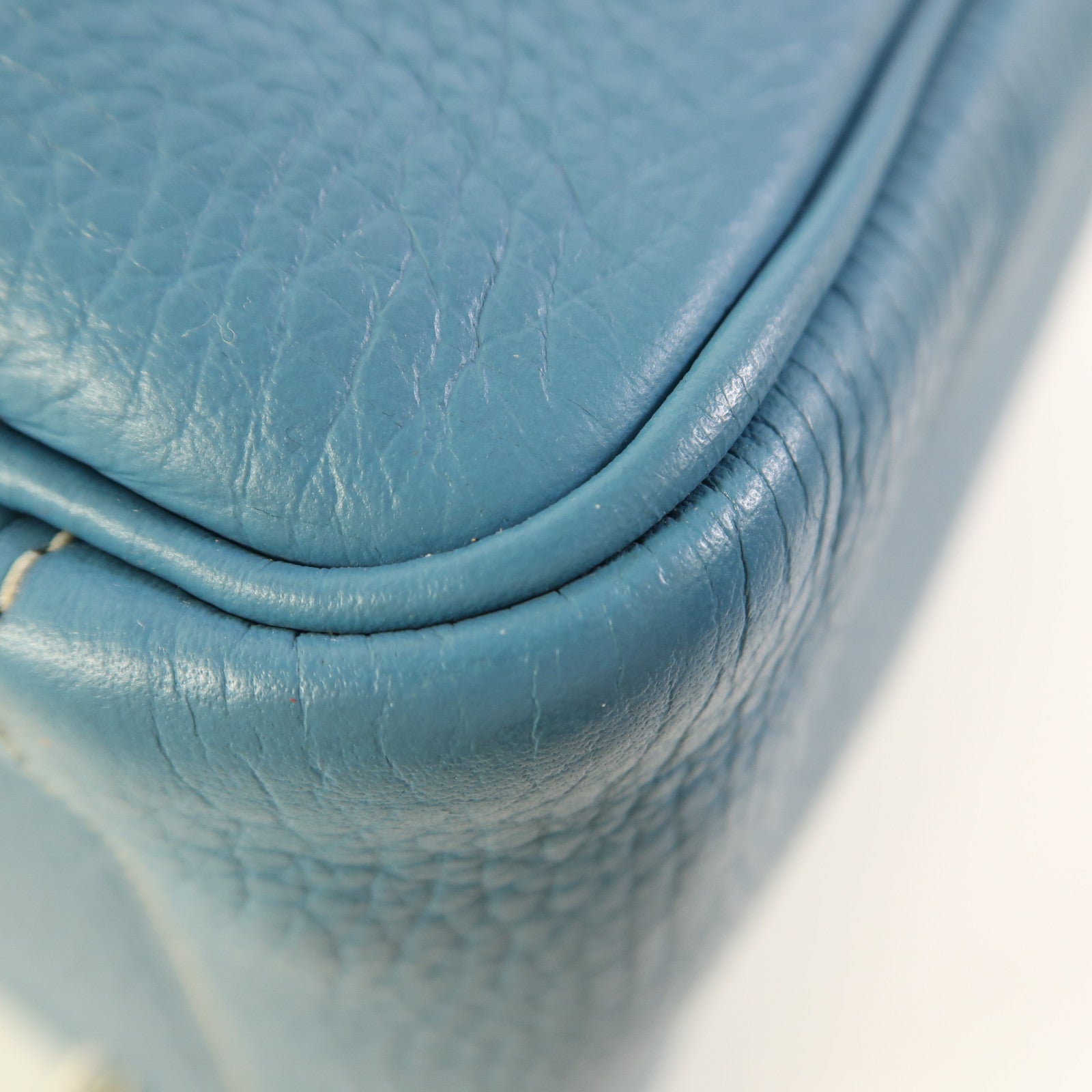 HERMES Clemence皮革Lindy 30銀扣手挽肩背兩用袋Bleu Jean