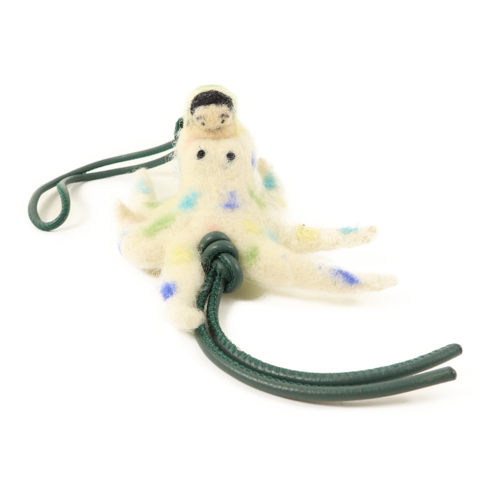 LOEWE 羊毛/牛皮皮革Octopus With Kid Charm銀扣掛飾
