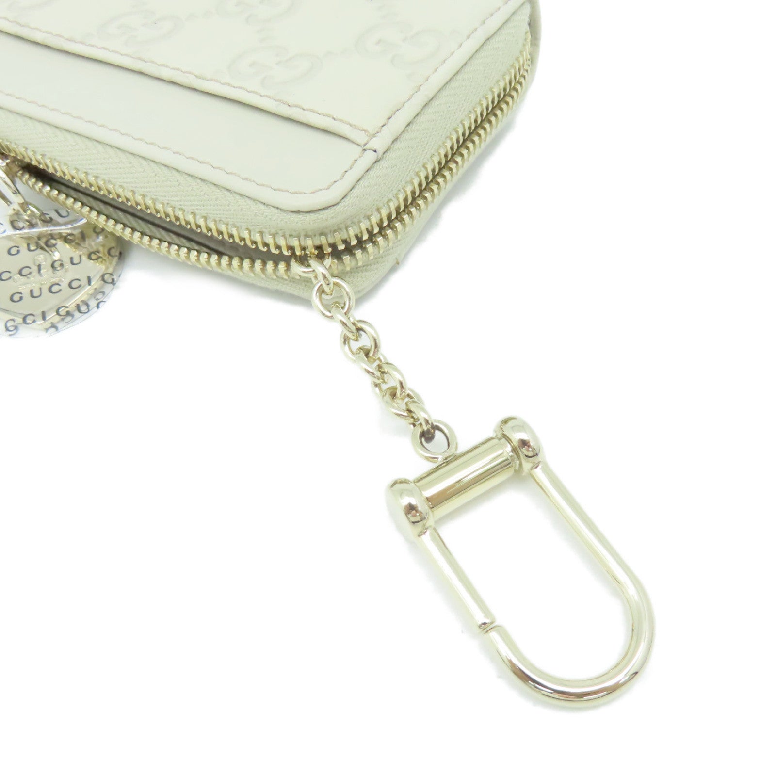 GUCCI 【激減優惠】牛皮皮革Card Case/Coin Purse金扣卡片套/零錢包米白色