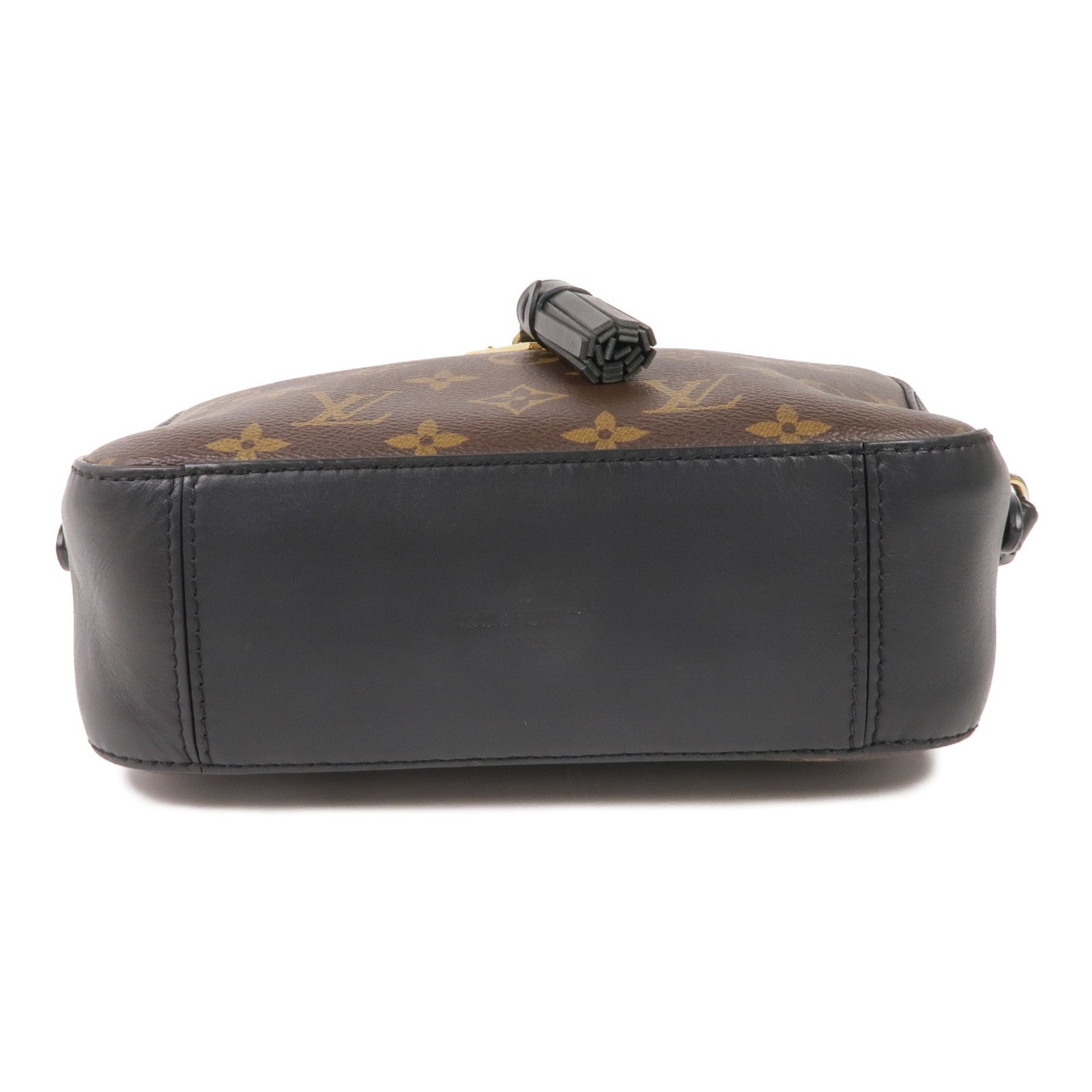 LOUIS VUITTON Monogram/牛皮皮革Saintonge金扣手挽袋棕色