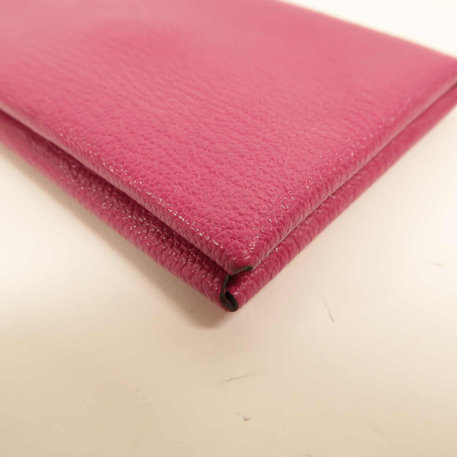 HERMES Chevre皮革Calvi卡片套Rose Pourpre