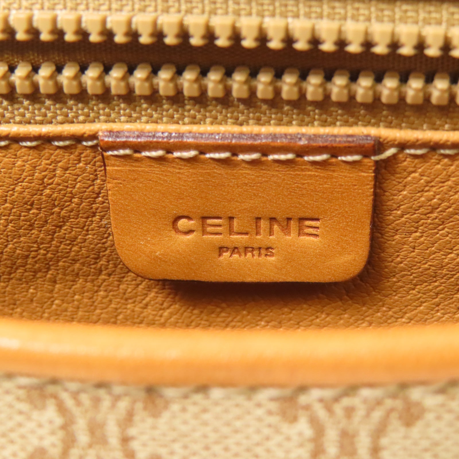 CELINE 塗層帆布Shoulder Bag金扣肩背袋棕色
