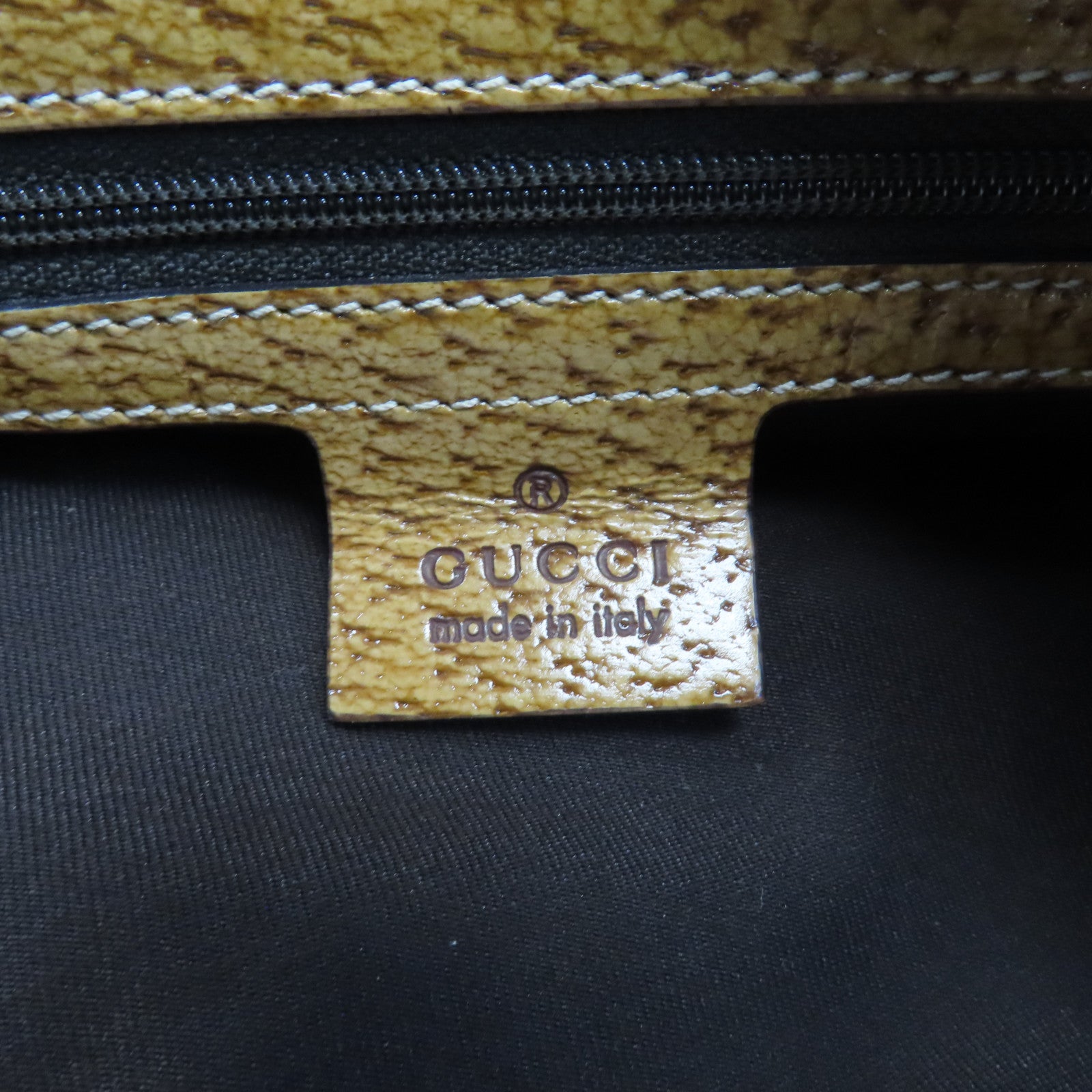 GUCCI 帆布Shoulder Bag銀扣肩背袋米色/啡色