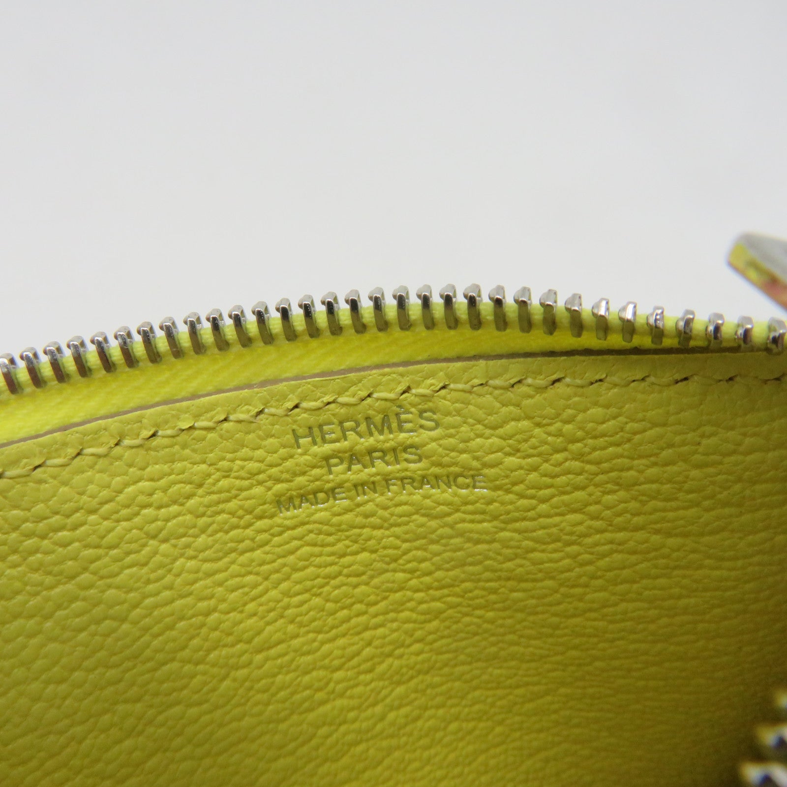 HERMES 【激減優惠】Chevre皮革Roulis Slim Wallet銀扣短錢腰包兩用袋Lemoncello黃色