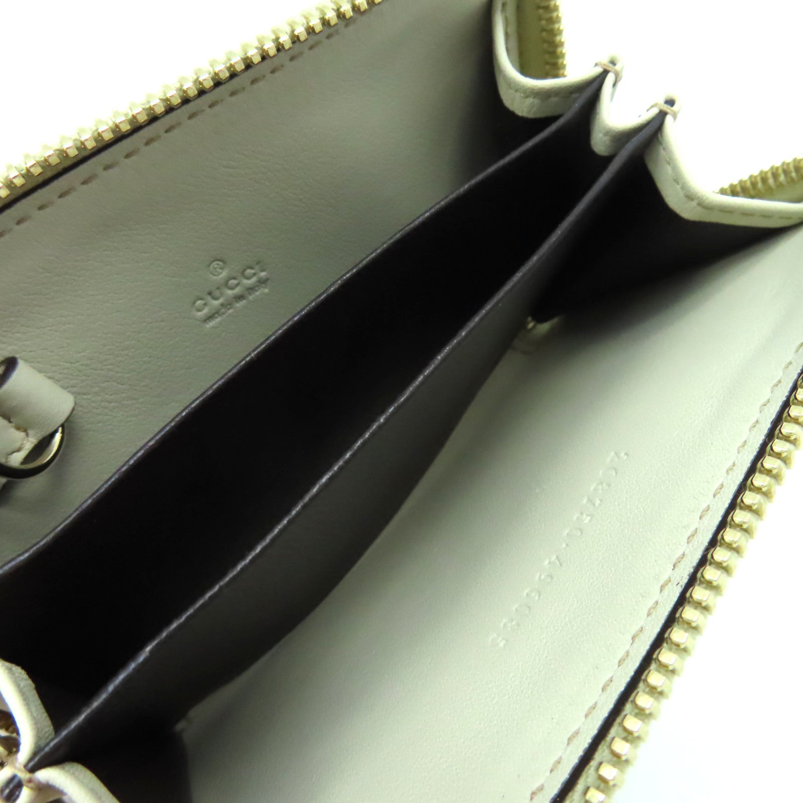 GUCCI 【激減優惠】牛皮皮革Card Case/Coin Purse金扣卡片套/零錢包米白色