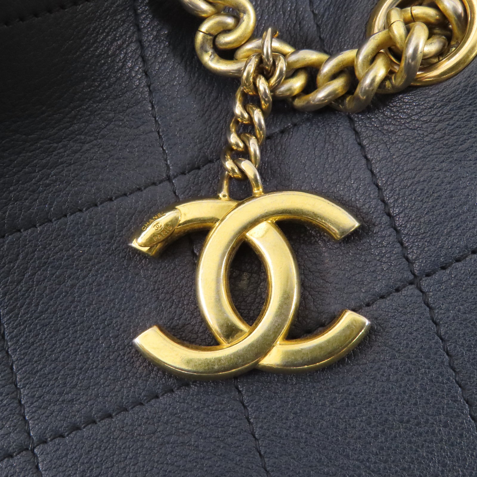 CHANEL 牛皮皮革2 Way Bag金扣鏈帶手挽肩背兩用袋