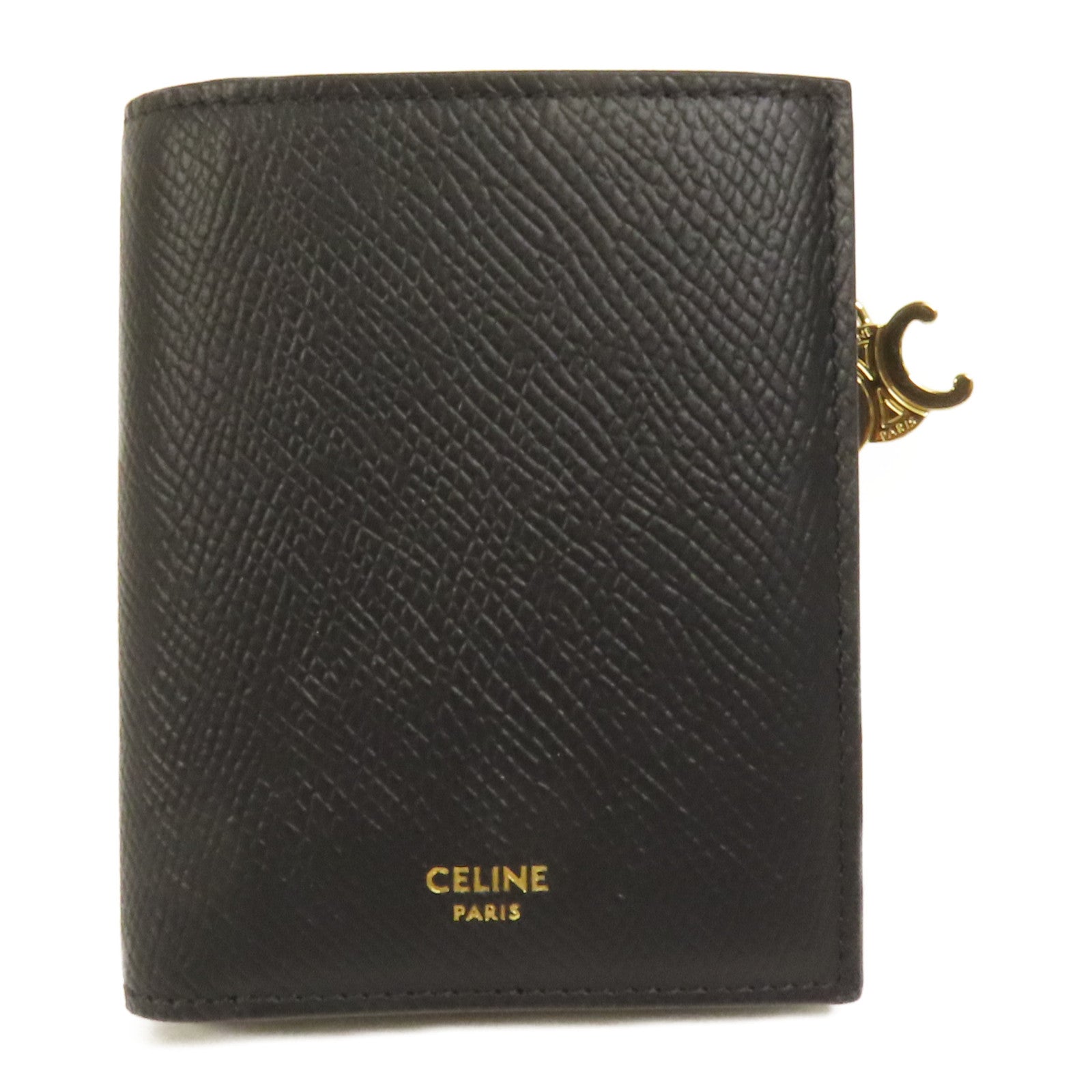 CELINE 牛皮皮革Triomphe Compact Wallet金扣錢包